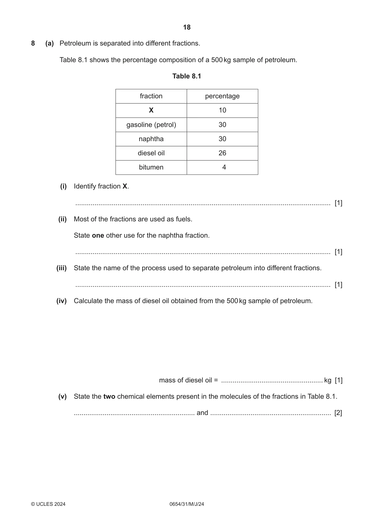 Cambridge IGCSE Sciences - Co-ordinated (Double) 0654 2024 May/June Paper 3 · Variant 1 question paper, page 18 of 28
