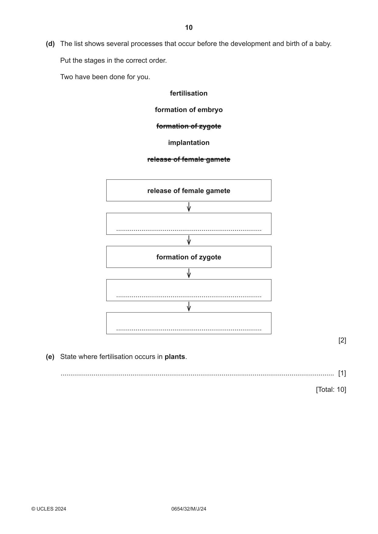 Cambridge IGCSE Sciences - Co-ordinated (Double) 0654 2024 May/June Paper 3 · Variant 2 question paper, page 10 of 32