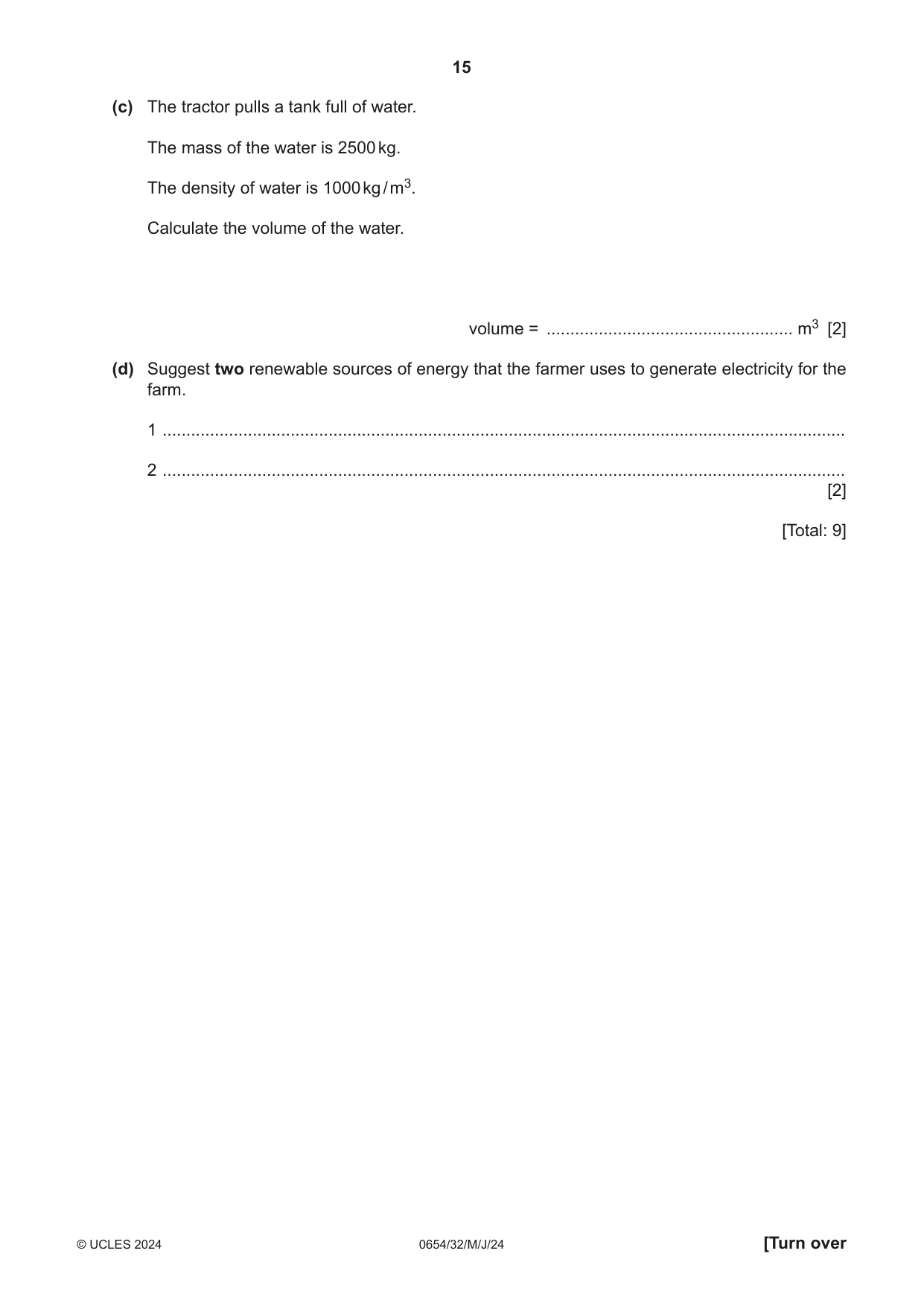 Cambridge IGCSE Sciences - Co-ordinated (Double) 0654 2024 May/June Paper 3 · Variant 2 question paper, page 15 of 32