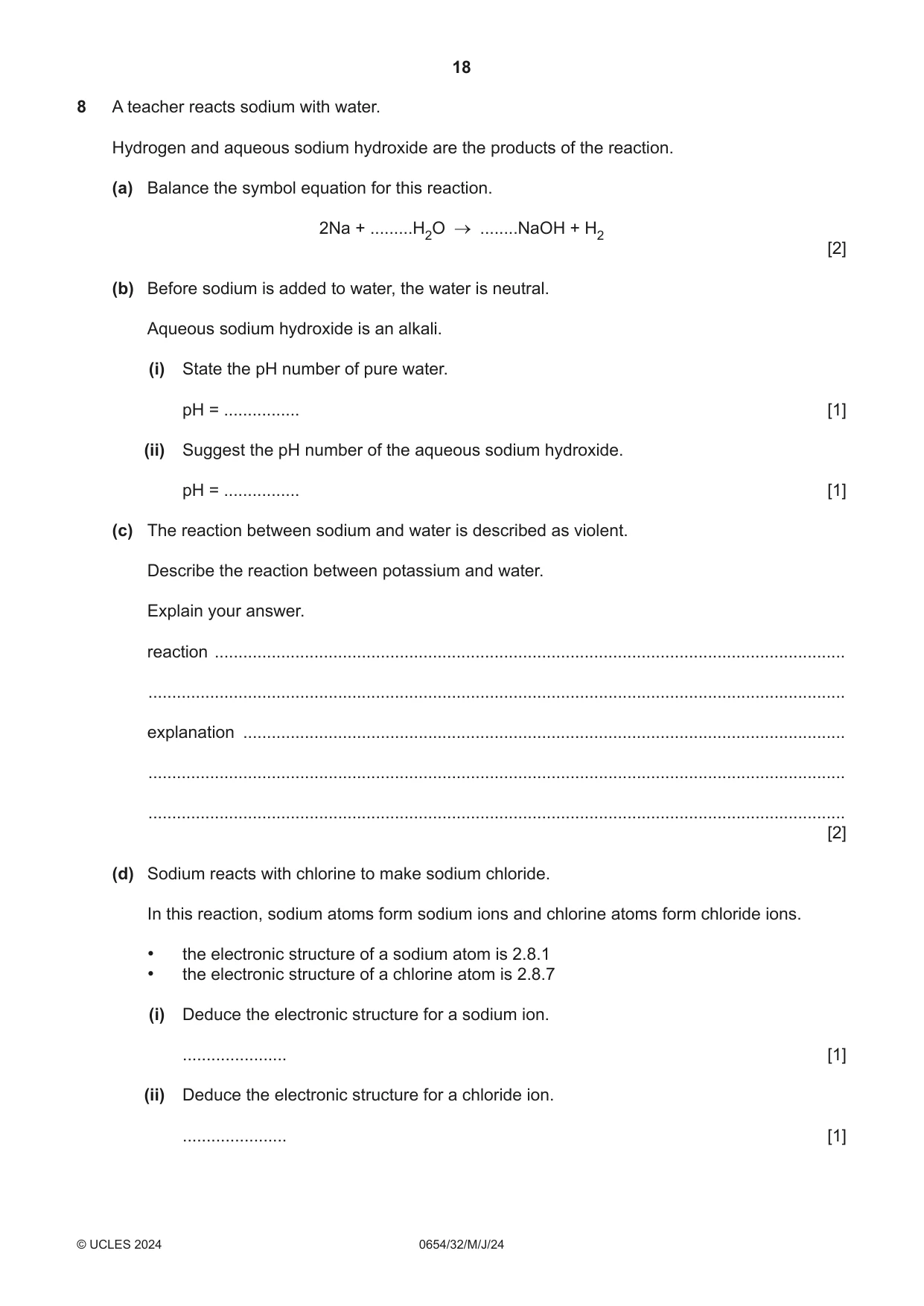 Cambridge IGCSE Sciences - Co-ordinated (Double) 0654 2024 May/June Paper 3 · Variant 2 question paper, page 18 of 32
