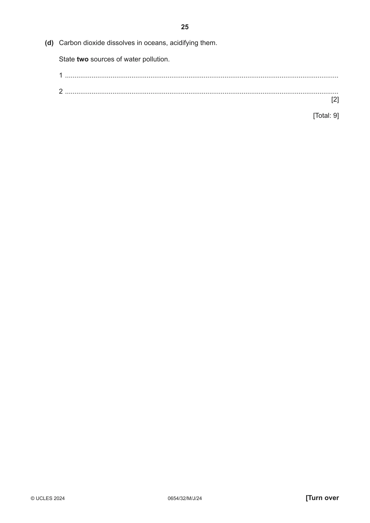 Cambridge IGCSE Sciences - Co-ordinated (Double) 0654 2024 May/June Paper 3 · Variant 2 question paper, page 25 of 32