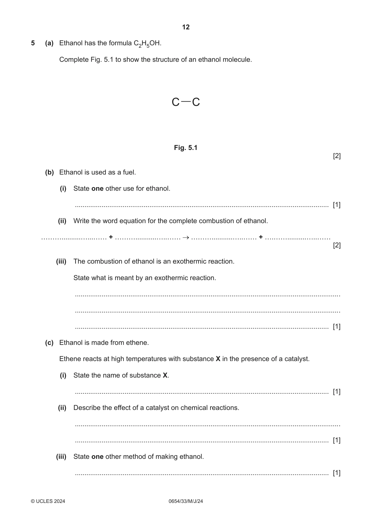 Cambridge IGCSE Sciences - Co-ordinated (Double) 0654 2024 May/June Paper 3 · Variant 3 question paper, page 12 of 32