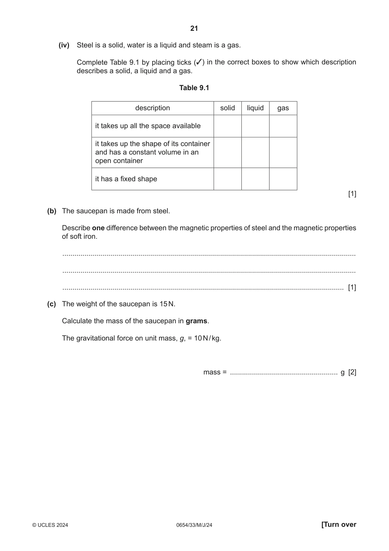 Cambridge IGCSE Sciences - Co-ordinated (Double) 0654 2024 May/June Paper 3 · Variant 3 question paper, page 21 of 32