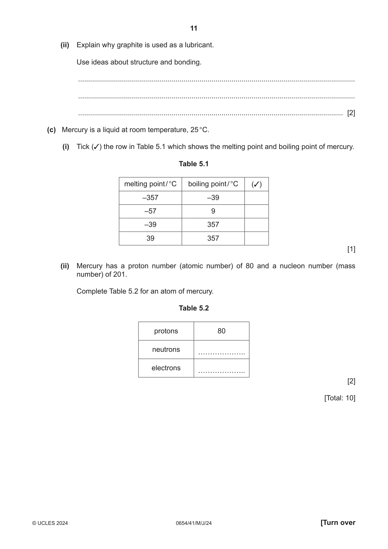 Cambridge IGCSE Sciences - Co-ordinated (Double) 0654 2024 May/June Paper 4 · Variant 1 question paper, page 11 of 28