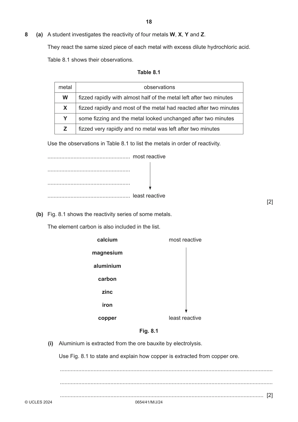 Cambridge IGCSE Sciences - Co-ordinated (Double) 0654 2024 May/June Paper 4 · Variant 1 question paper, page 18 of 28