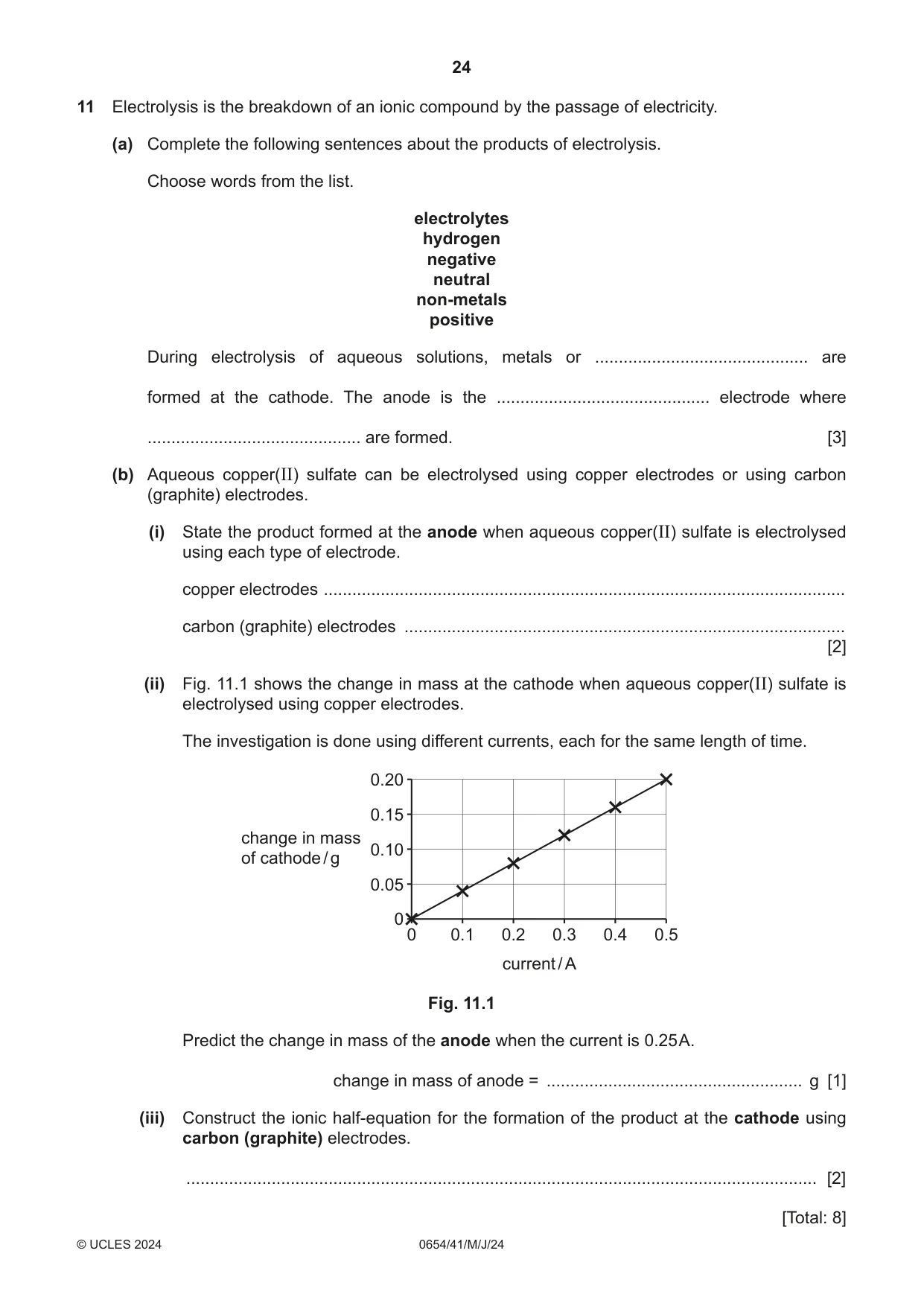 Cambridge IGCSE Sciences - Co-ordinated (Double) 0654 2024 May/June Paper 4 · Variant 1 question paper, page 24 of 28