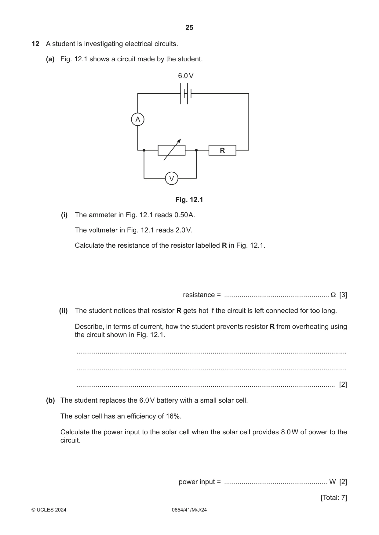 Cambridge IGCSE Sciences - Co-ordinated (Double) 0654 2024 May/June Paper 4 · Variant 1 question paper, page 25 of 28