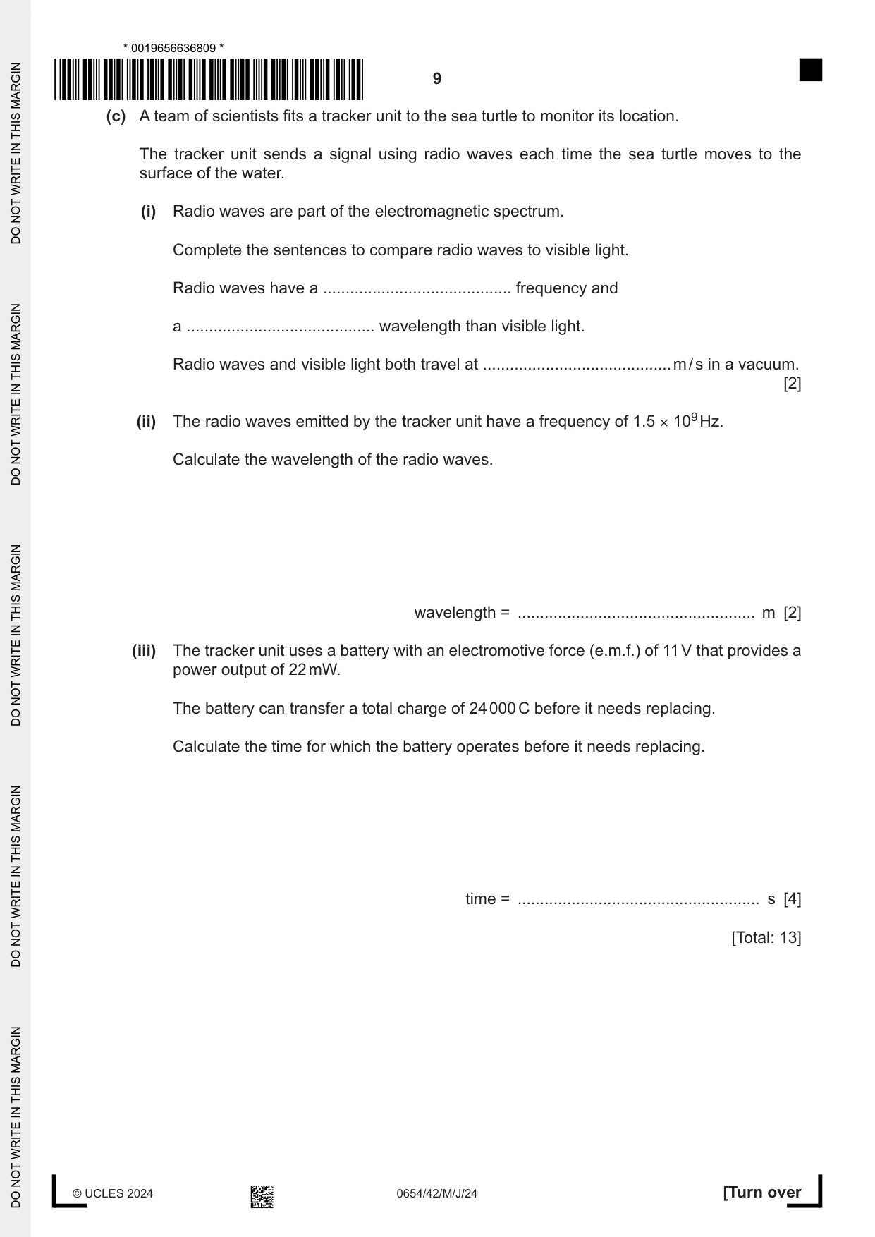 Cambridge IGCSE Sciences - Co-ordinated (Double) 0654 2024 May/June Paper 4 · Variant 2 question paper, page 9 of 28