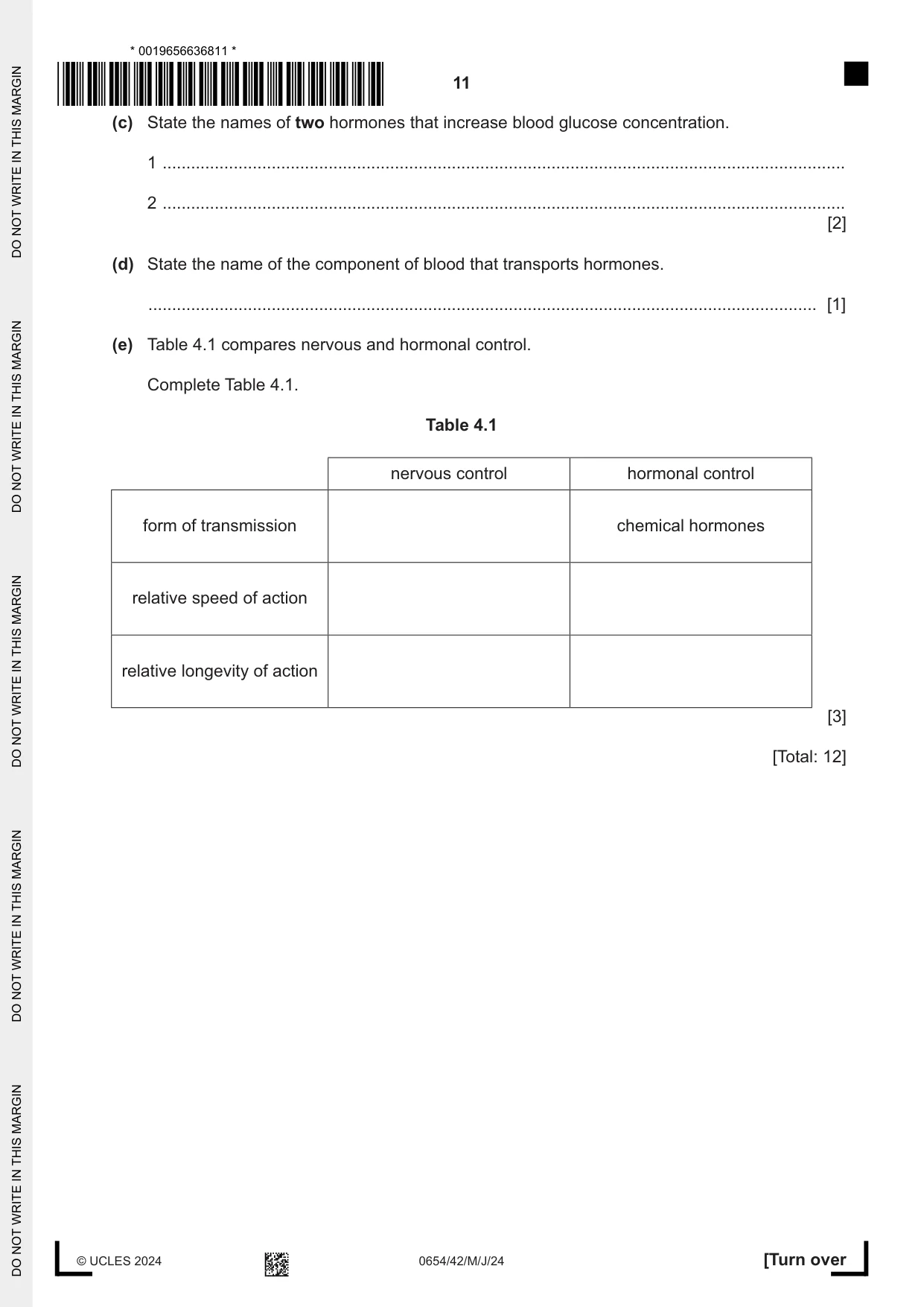 Cambridge IGCSE Sciences - Co-ordinated (Double) 0654 2024 May/June Paper 4 · Variant 2 question paper, page 11 of 28