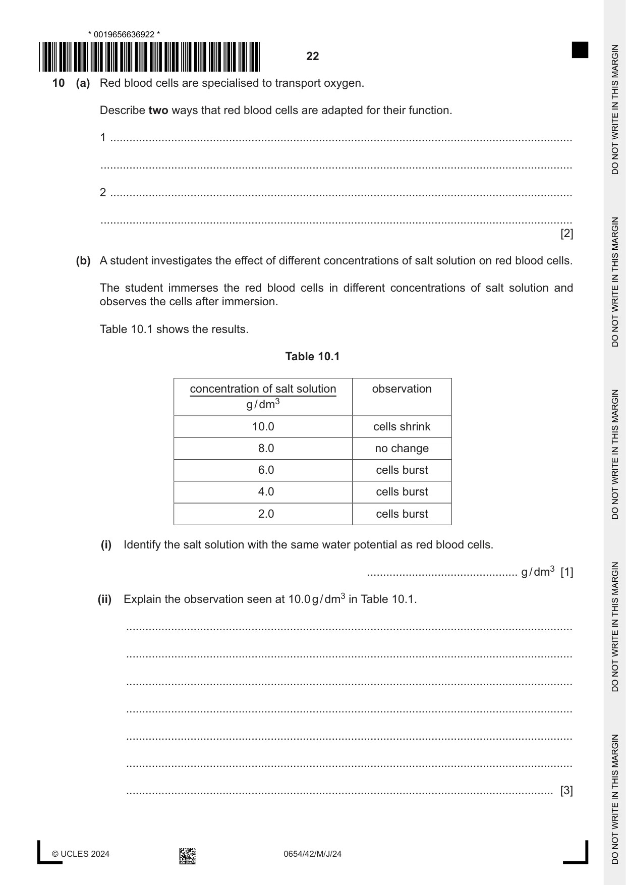 Cambridge IGCSE Sciences - Co-ordinated (Double) 0654 2024 May/June Paper 4 · Variant 2 question paper, page 22 of 28