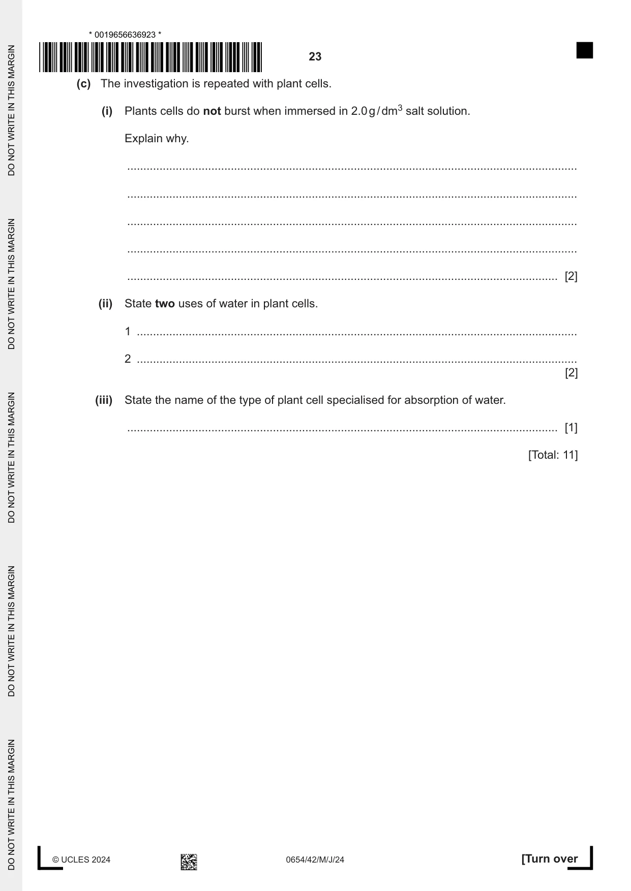 Cambridge IGCSE Sciences - Co-ordinated (Double) 0654 2024 May/June Paper 4 · Variant 2 question paper, page 23 of 28