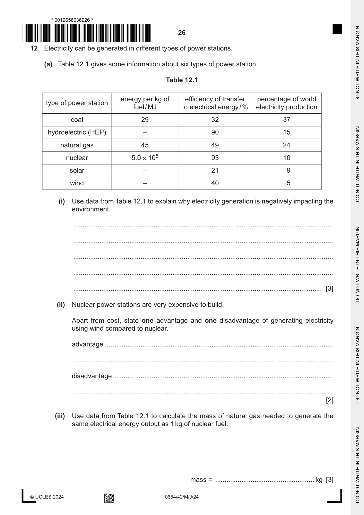 Cambridge IGCSE Sciences - Co-ordinated (Double) 0654 2024 May/June Paper 4 · Variant 2 question paper, page 26 of 28