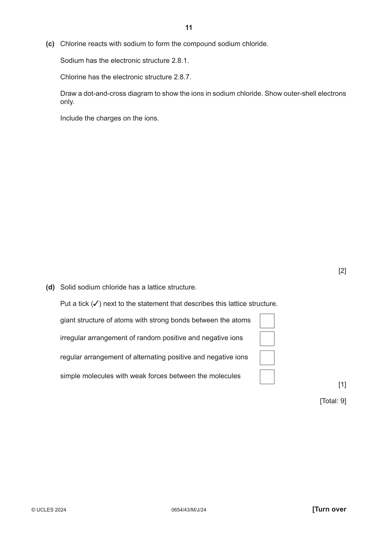 Cambridge IGCSE Sciences - Co-ordinated (Double) 0654 2024 May/June Paper 4 · Variant 3 question paper, page 11 of 28