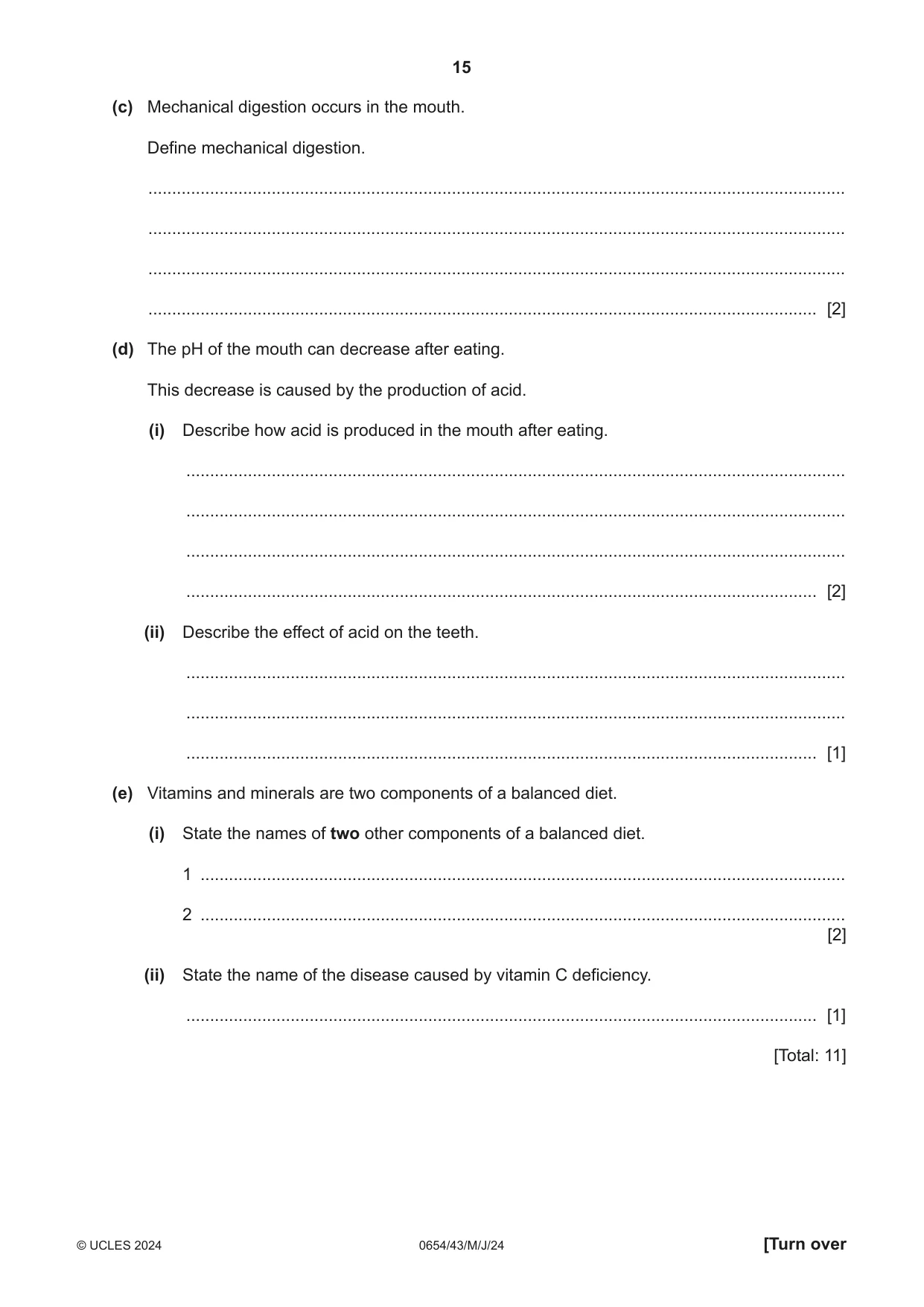 Cambridge IGCSE Sciences - Co-ordinated (Double) 0654 2024 May/June Paper 4 · Variant 3 question paper, page 15 of 28