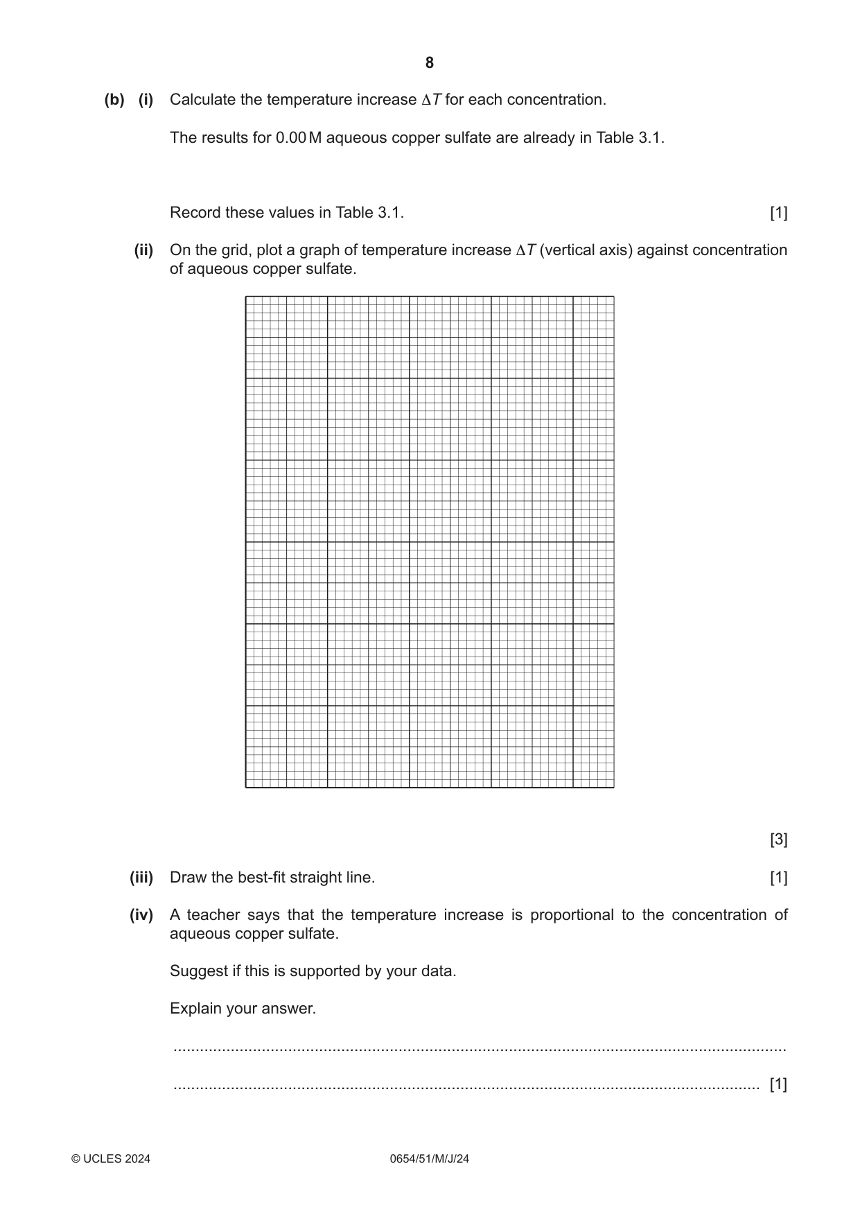 Cambridge IGCSE Sciences - Co-ordinated (Double) 0654 2024 May/June Paper 5 · Variant 1 question paper, page 8 of 16