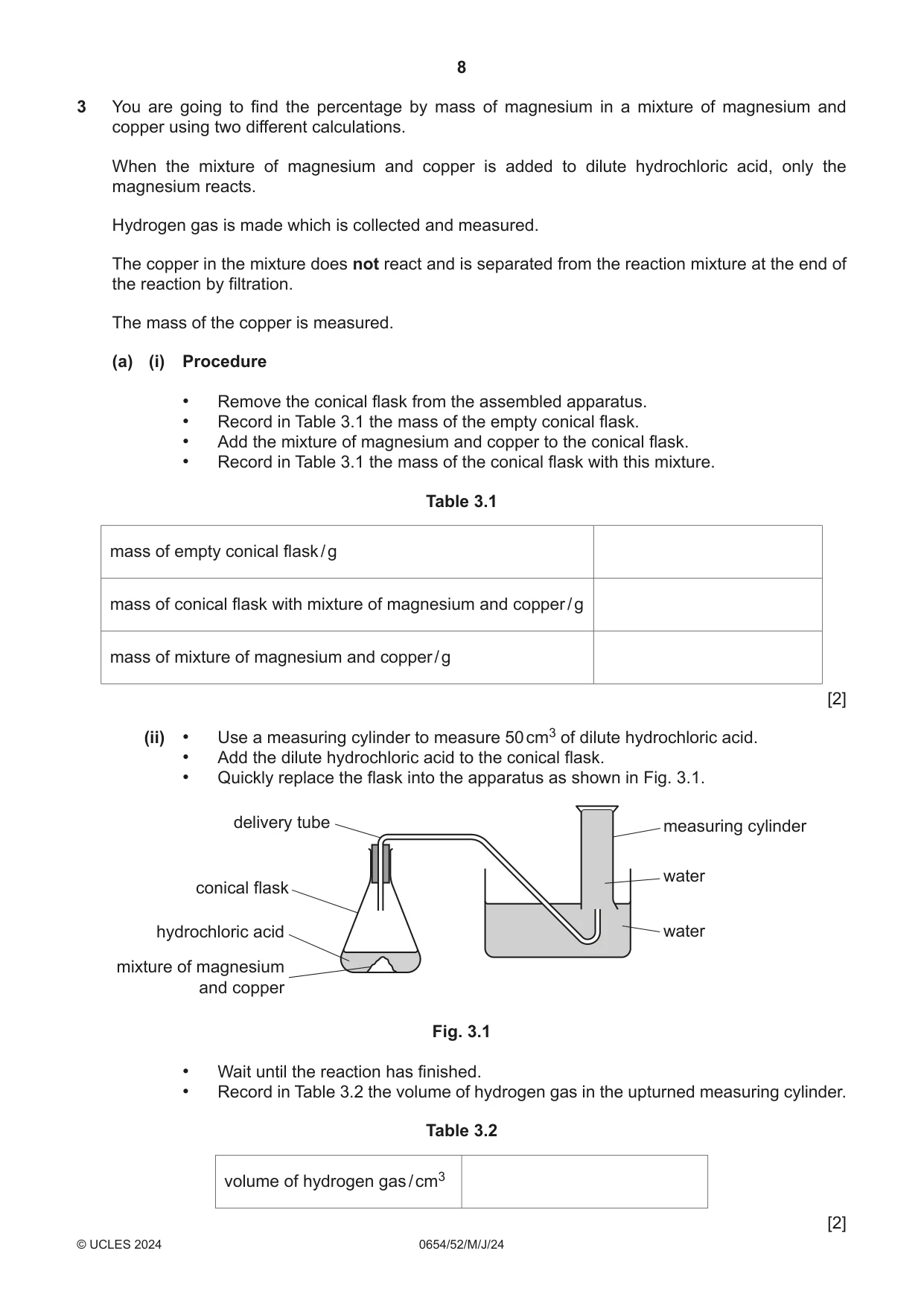 Cambridge IGCSE Sciences - Co-ordinated (Double) 0654 2024 May/June Paper 5 · Variant 2 question paper, page 8 of 20