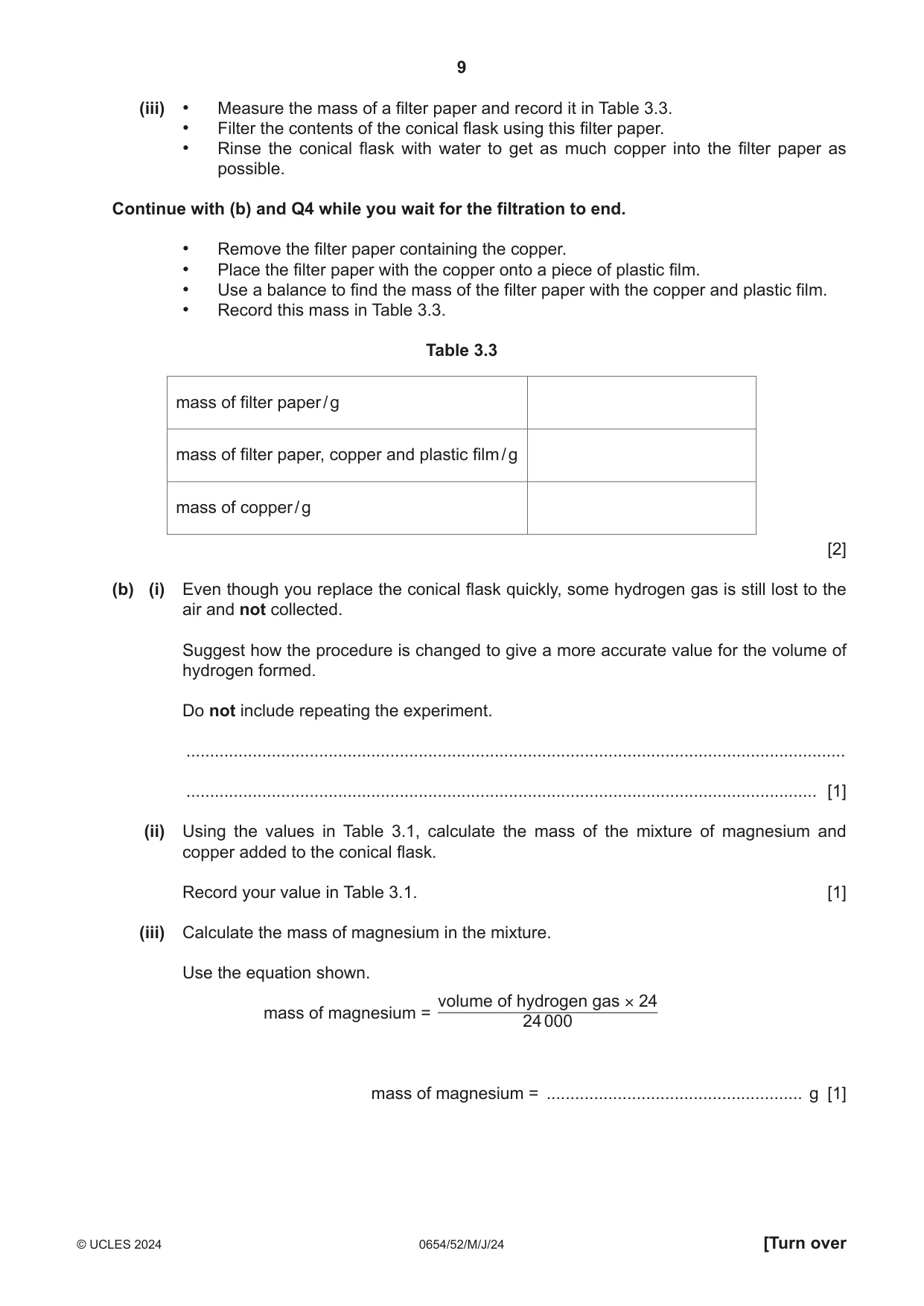 Cambridge IGCSE Sciences - Co-ordinated (Double) 0654 2024 May/June Paper 5 · Variant 2 question paper, page 9 of 20