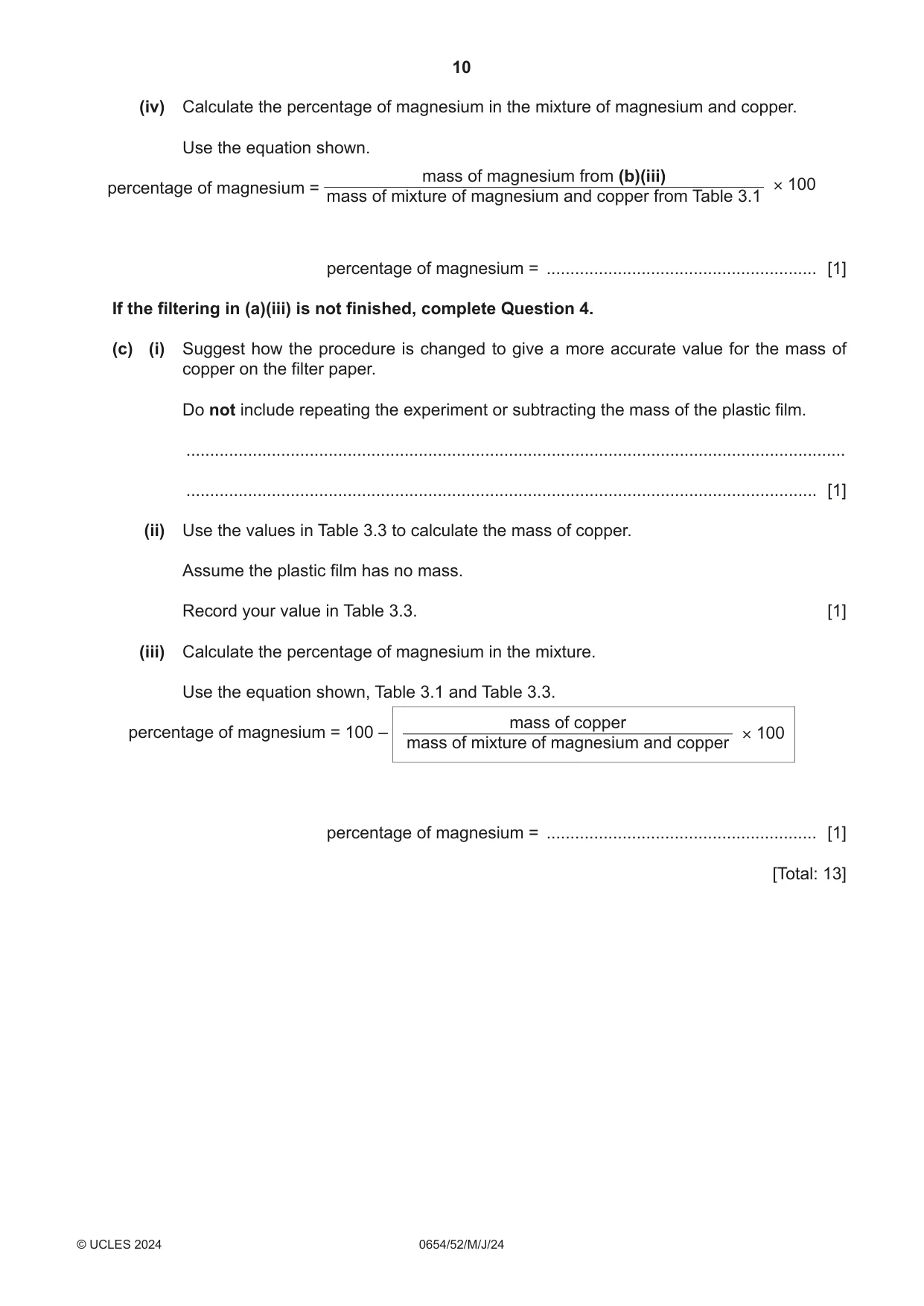 Cambridge IGCSE Sciences - Co-ordinated (Double) 0654 2024 May/June Paper 5 · Variant 2 question paper, page 10 of 20