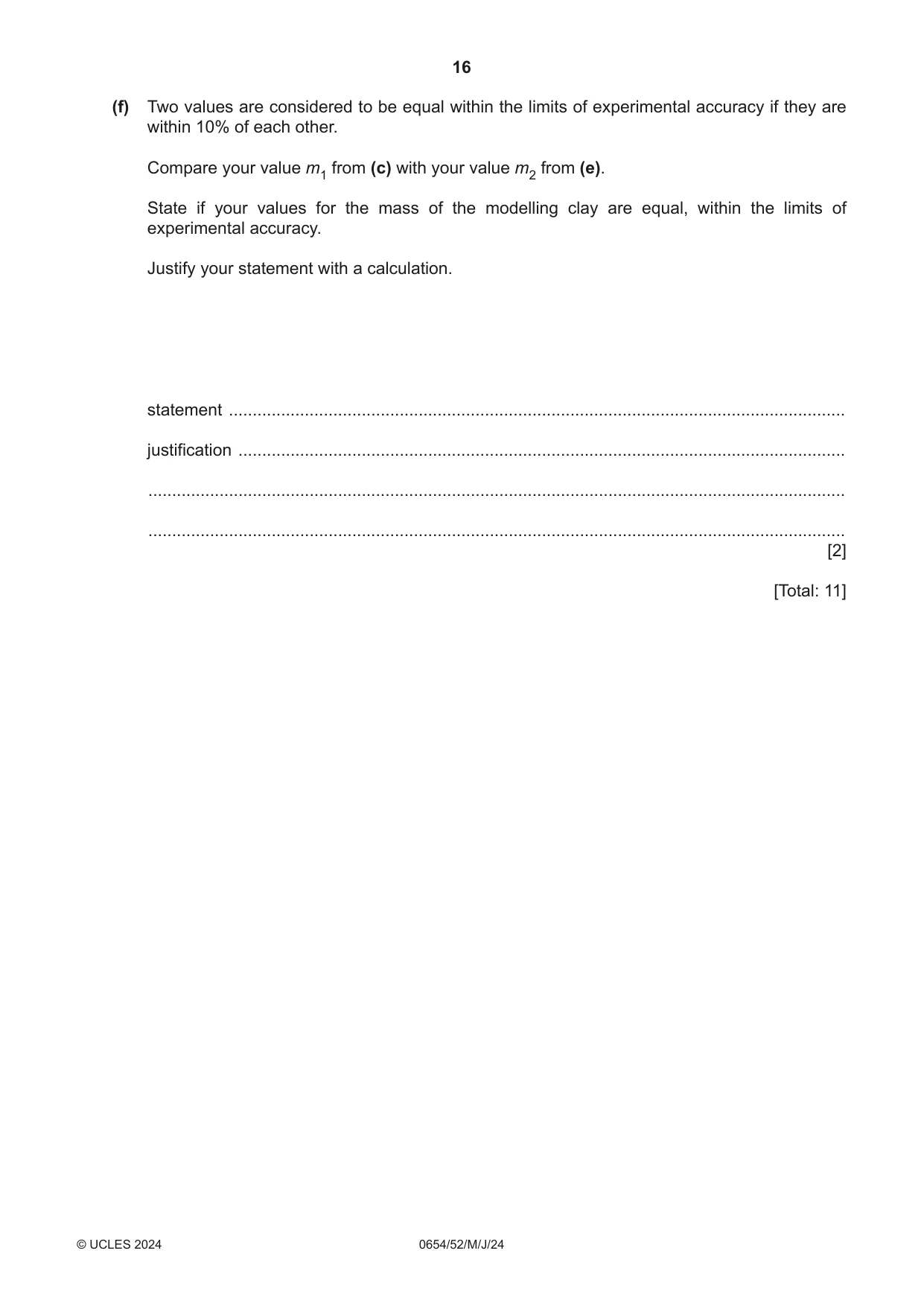 Cambridge IGCSE Sciences - Co-ordinated (Double) 0654 2024 May/June Paper 5 · Variant 2 question paper, page 16 of 20
