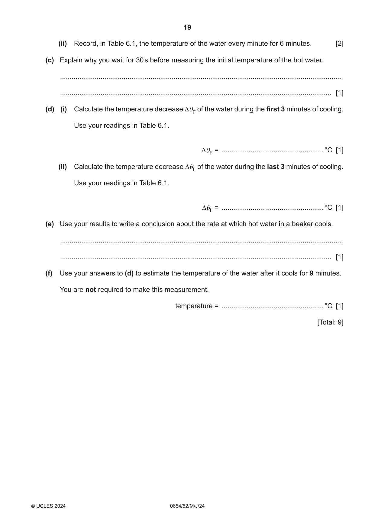 Cambridge IGCSE Sciences - Co-ordinated (Double) 0654 2024 May/June Paper 5 · Variant 2 question paper, page 19 of 20