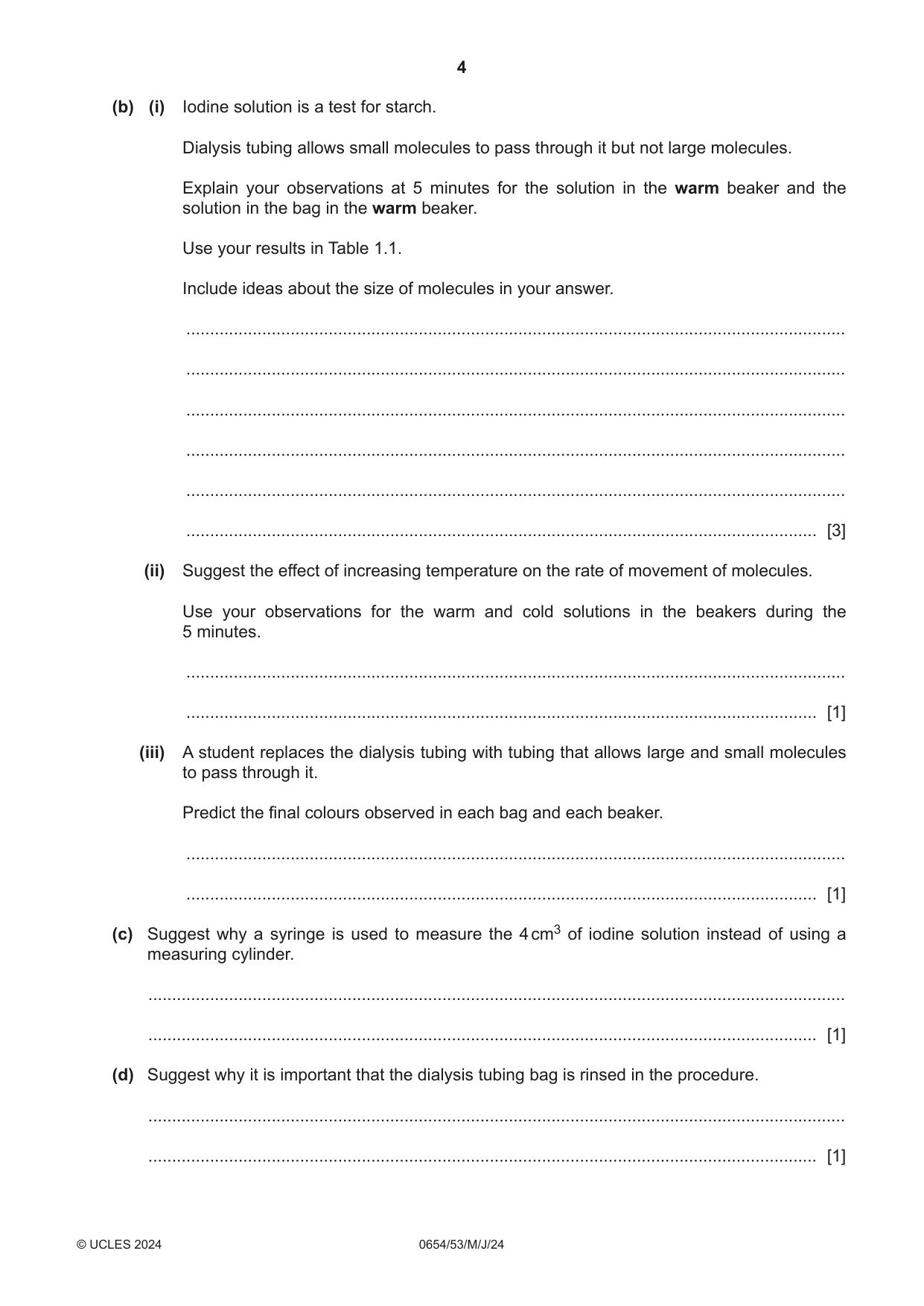 Cambridge IGCSE Sciences - Co-ordinated (Double) 0654 2024 May/June Paper 5 · Variant 3 question paper, page 4 of 20