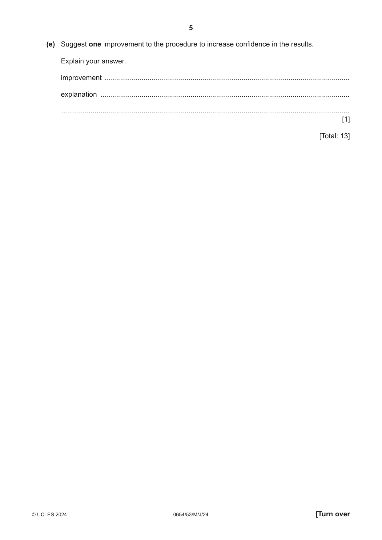 Cambridge IGCSE Sciences - Co-ordinated (Double) 0654 2024 May/June Paper 5 · Variant 3 question paper, page 5 of 20