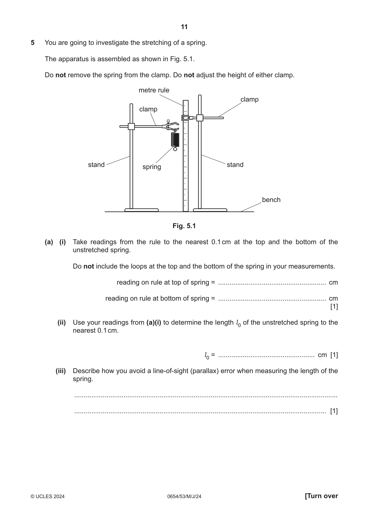 Cambridge IGCSE Sciences - Co-ordinated (Double) 0654 2024 May/June Paper 5 · Variant 3 question paper, page 11 of 20