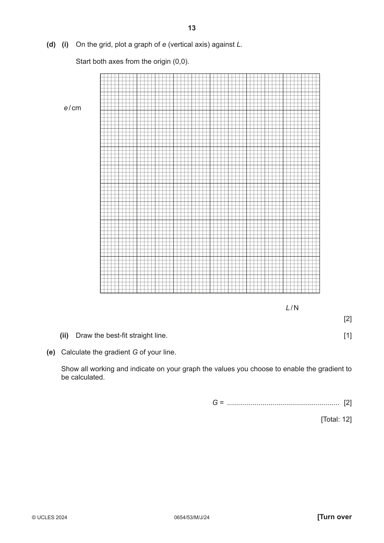 Cambridge IGCSE Sciences - Co-ordinated (Double) 0654 2024 May/June Paper 5 · Variant 3 question paper, page 13 of 20