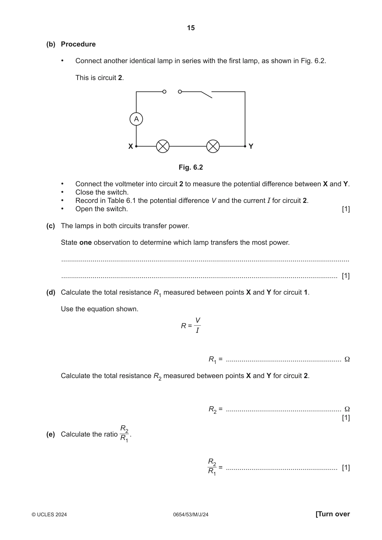 Cambridge IGCSE Sciences - Co-ordinated (Double) 0654 2024 May/June Paper 5 · Variant 3 question paper, page 15 of 20