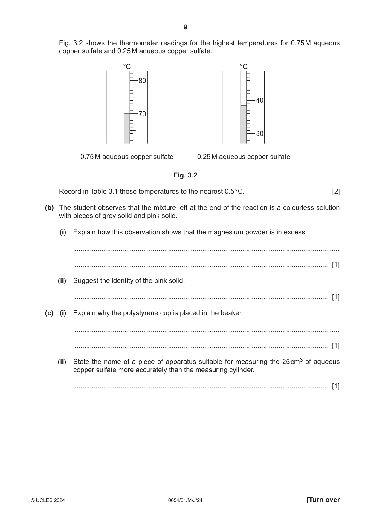 Cambridge IGCSE Sciences - Co-ordinated (Double) 0654 2024 May/June Paper 6 · Variant 1 question paper, page 9 of 20