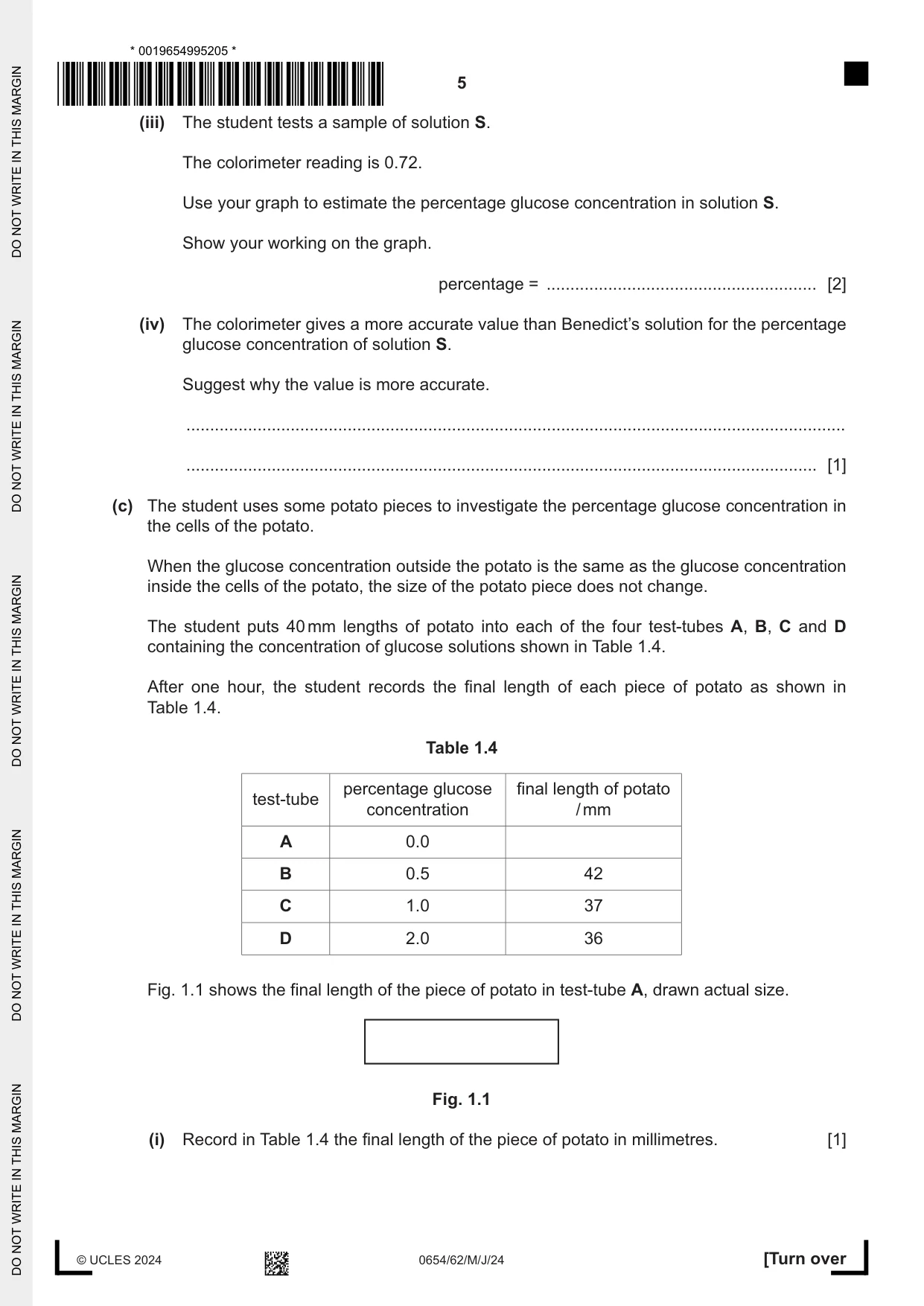 Cambridge IGCSE Sciences - Co-ordinated (Double) 0654 2024 May/June Paper 6 · Variant 2 question paper, page 5 of 20