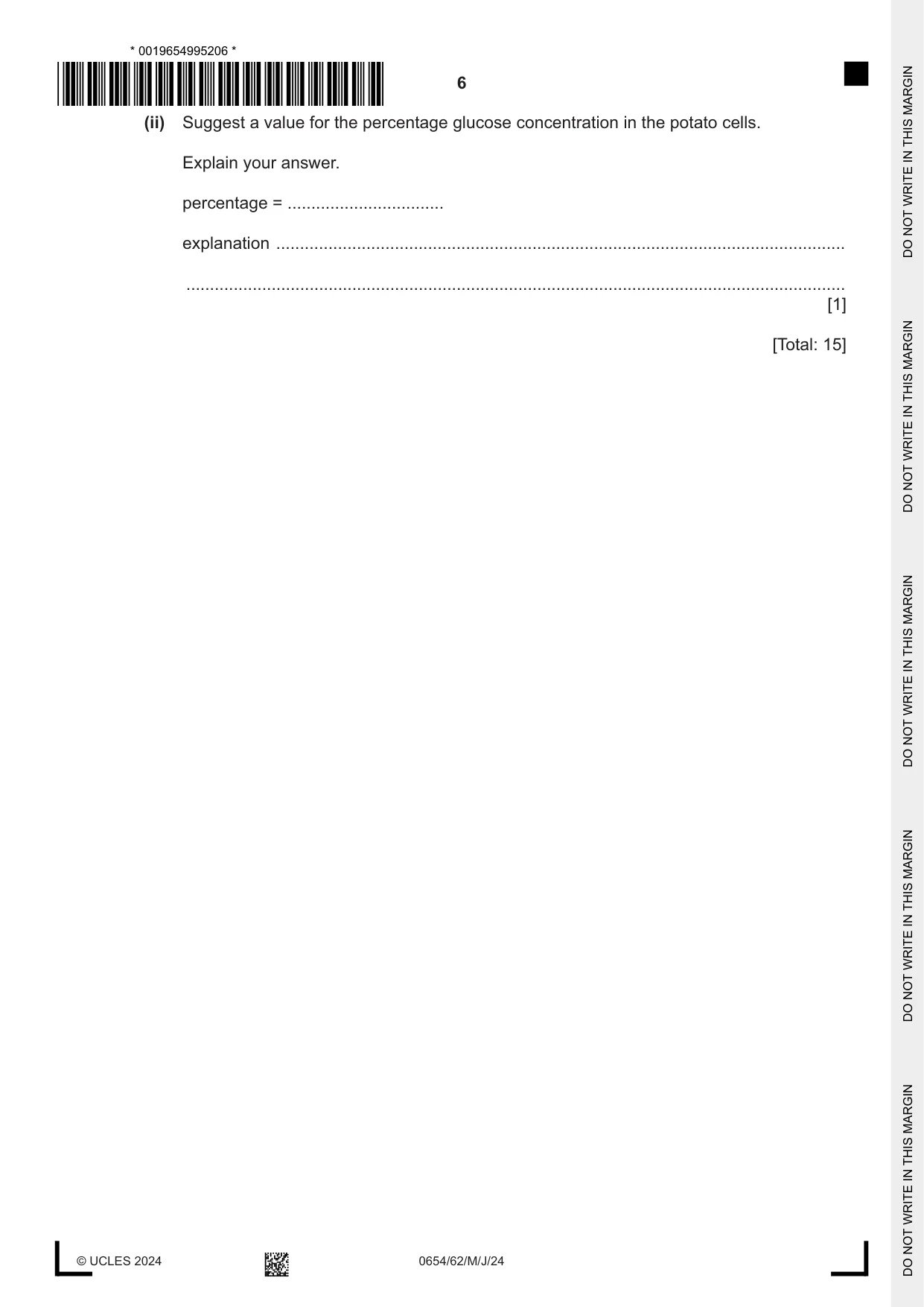 Cambridge IGCSE Sciences - Co-ordinated (Double) 0654 2024 May/June Paper 6 · Variant 2 question paper, page 6 of 20