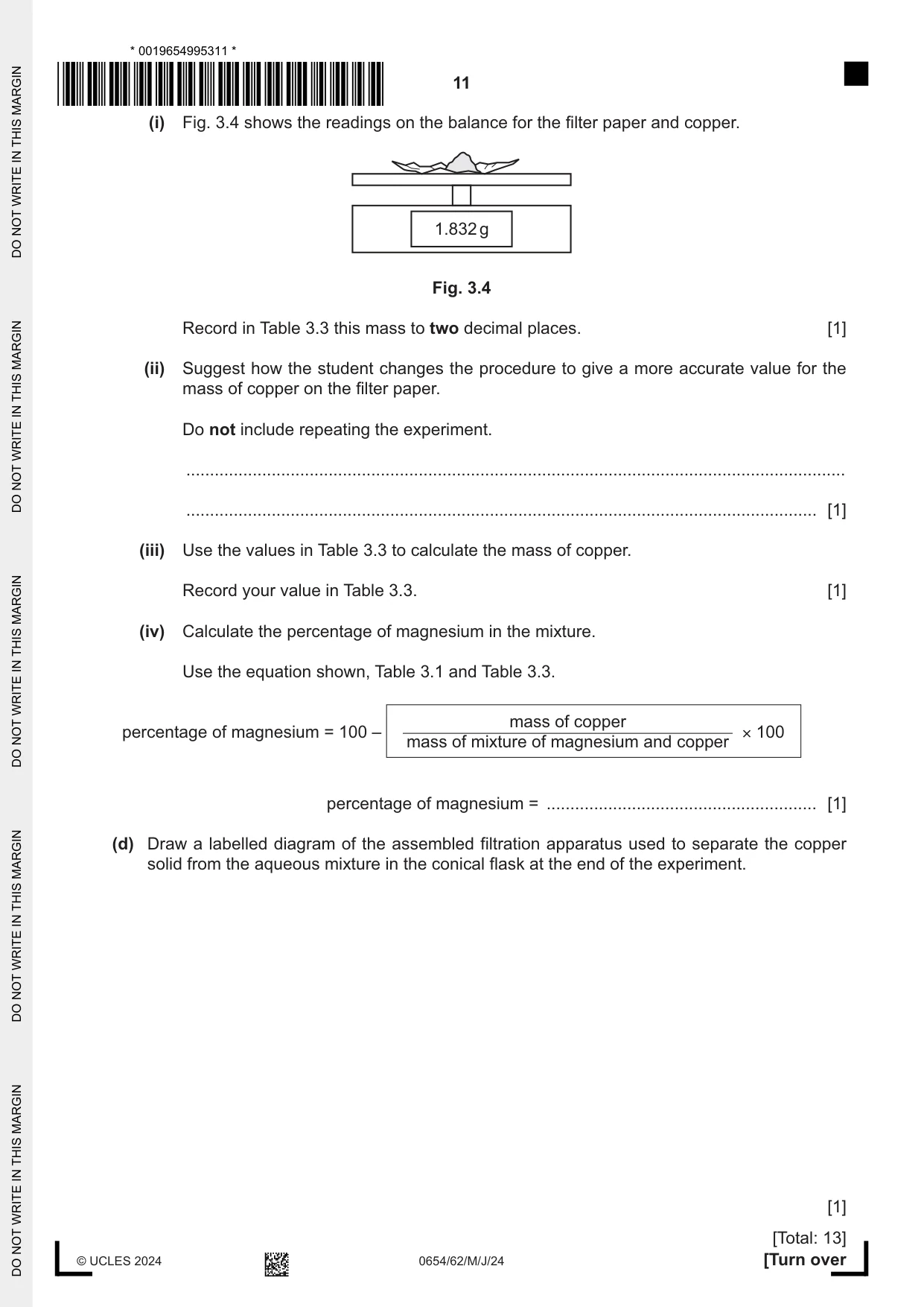 Cambridge IGCSE Sciences - Co-ordinated (Double) 0654 2024 May/June Paper 6 · Variant 2 question paper, page 11 of 20