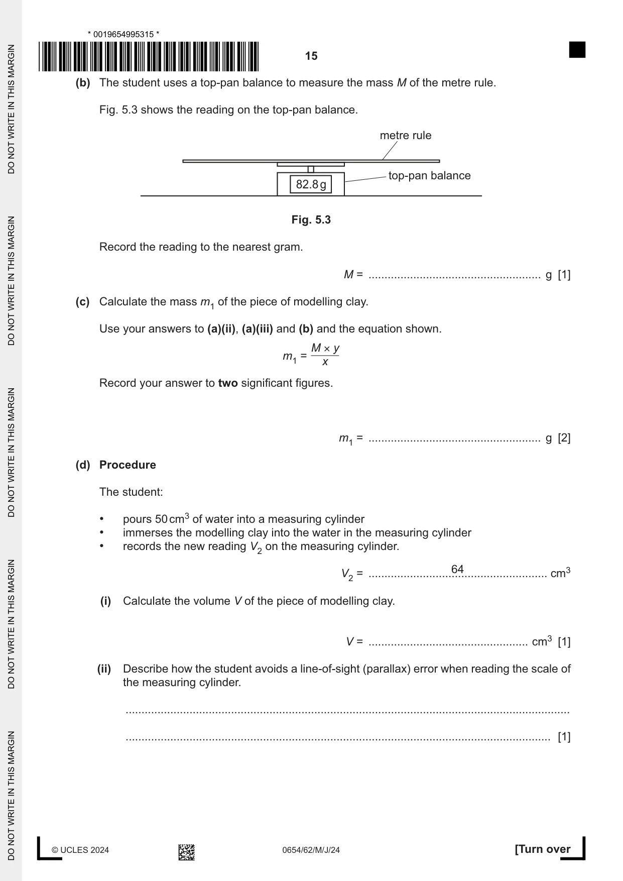 Cambridge IGCSE Sciences - Co-ordinated (Double) 0654 2024 May/June Paper 6 · Variant 2 question paper, page 15 of 20