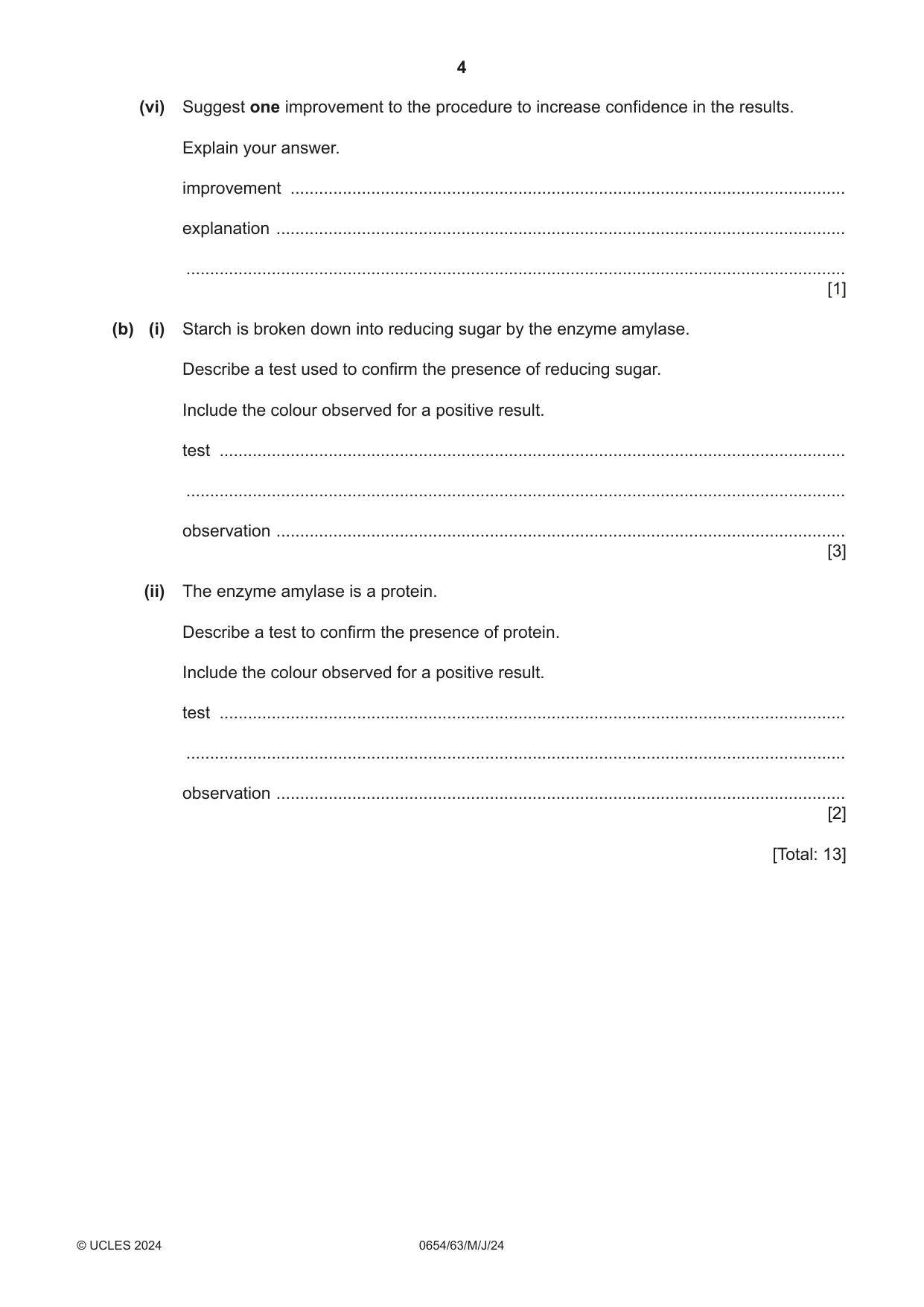 Cambridge IGCSE Sciences - Co-ordinated (Double) 0654 2024 May/June Paper 6 · Variant 3 question paper, page 4 of 20