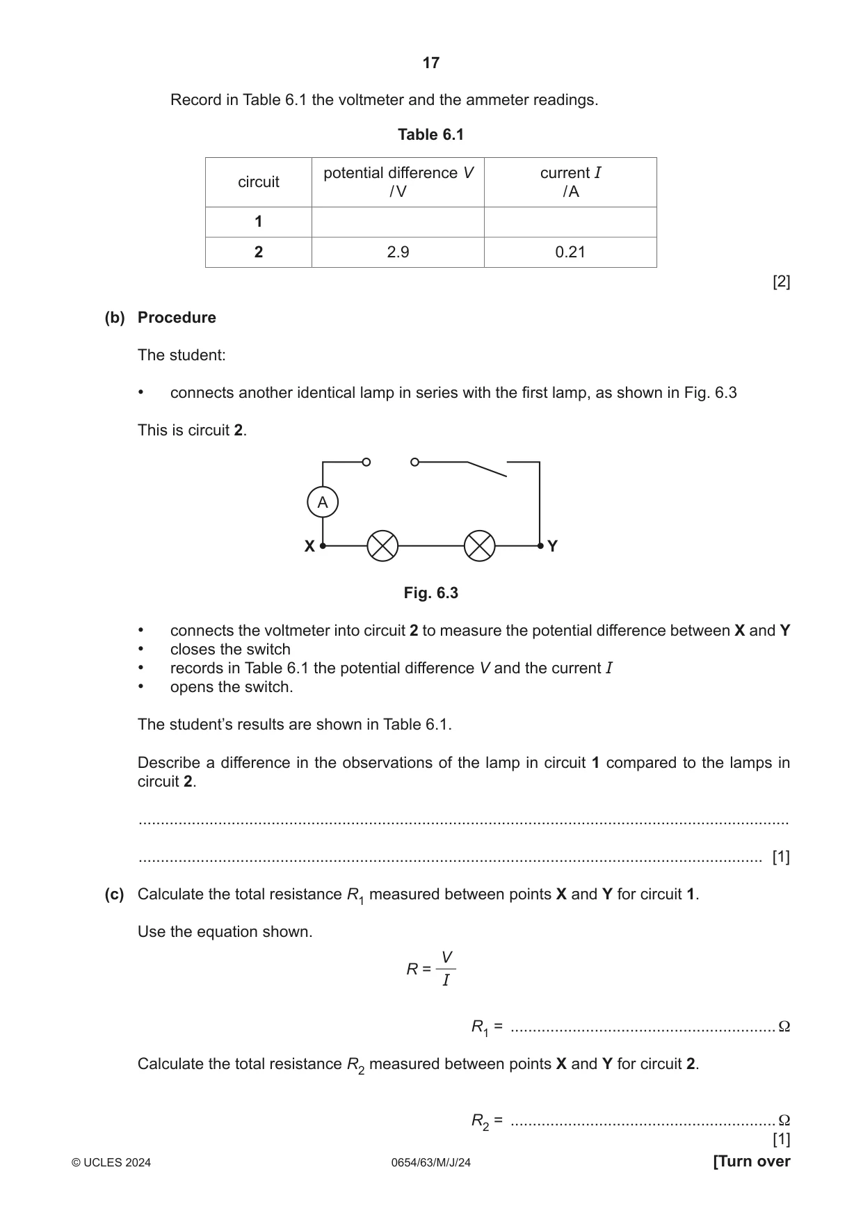 Cambridge IGCSE Sciences - Co-ordinated (Double) 0654 2024 May/June Paper 6 · Variant 3 question paper, page 17 of 20