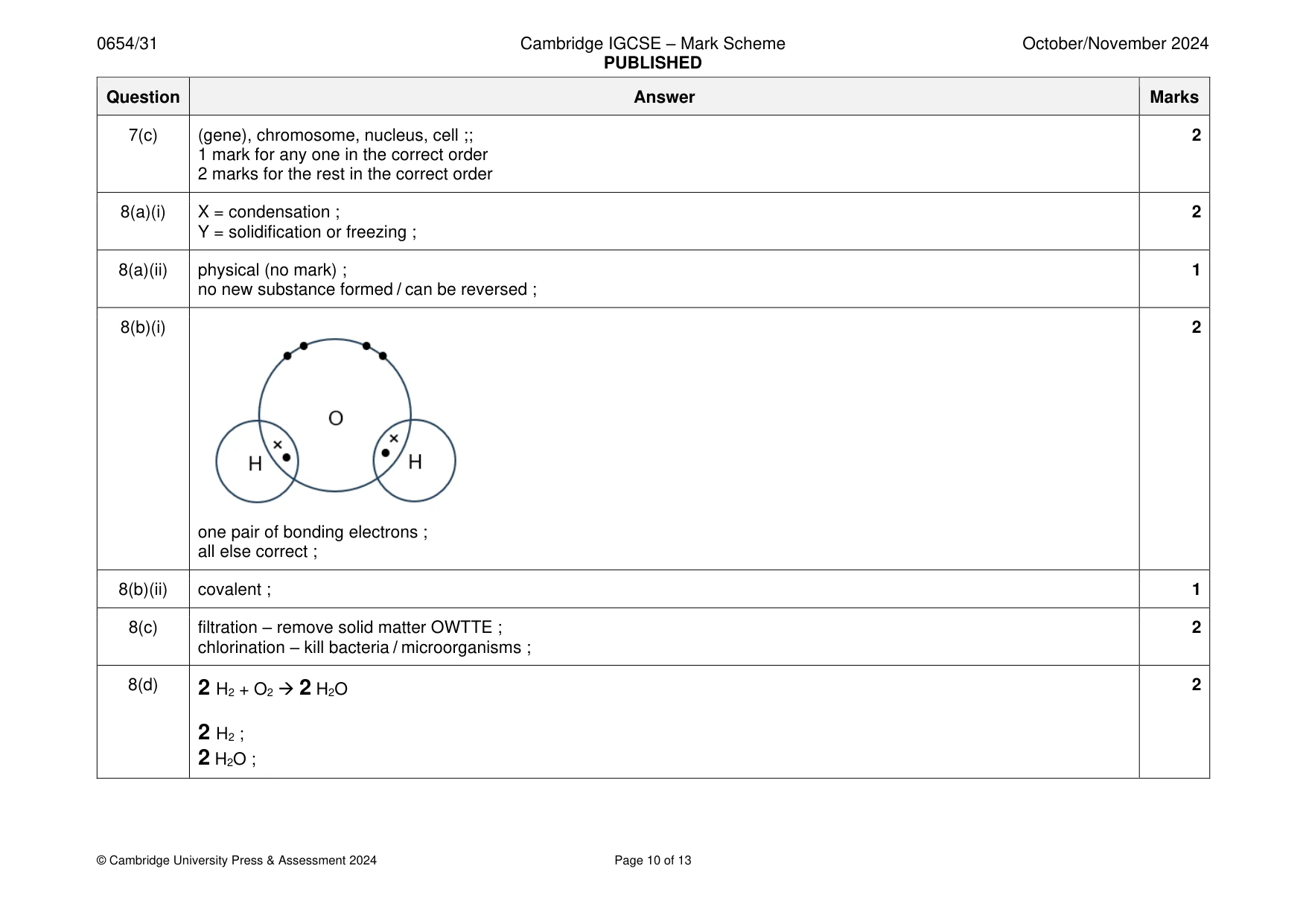 Mark scheme, page 10 of 13