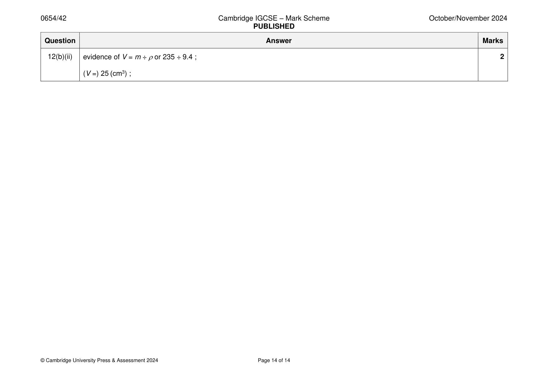 Mark scheme, page 14 of 14