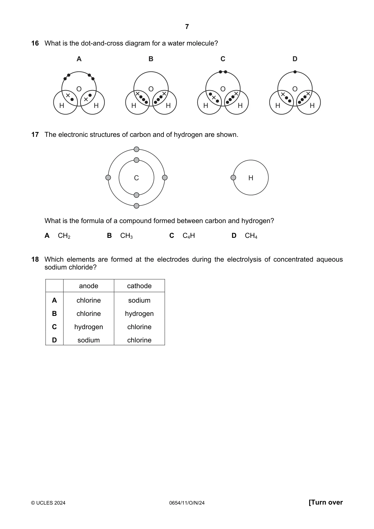 Cambridge IGCSE Sciences - Co-ordinated (Double) 0654 2024 Oct/Nov Paper 1 · Variant 1 question paper, page 7 of 16