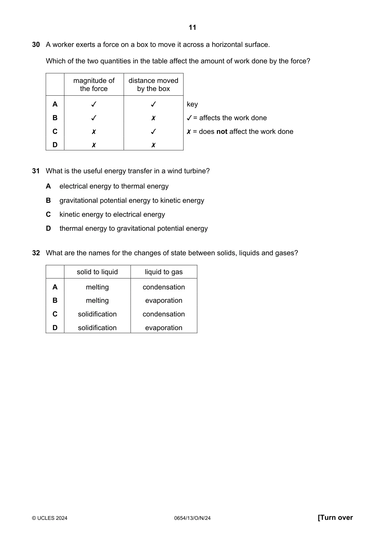 Cambridge IGCSE Sciences - Co-ordinated (Double) 0654 2024 Oct/Nov Paper 1 · Variant 3 question paper, page 11 of 20