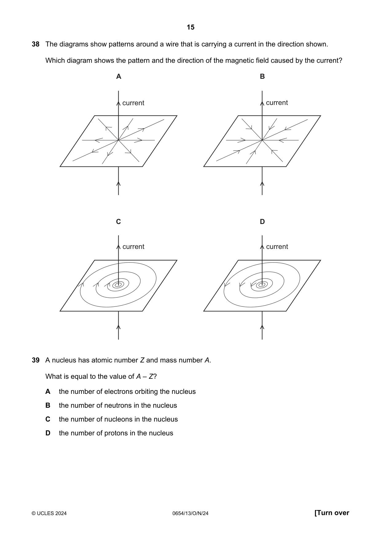 Cambridge IGCSE Sciences - Co-ordinated (Double) 0654 2024 Oct/Nov Paper 1 · Variant 3 question paper, page 15 of 20