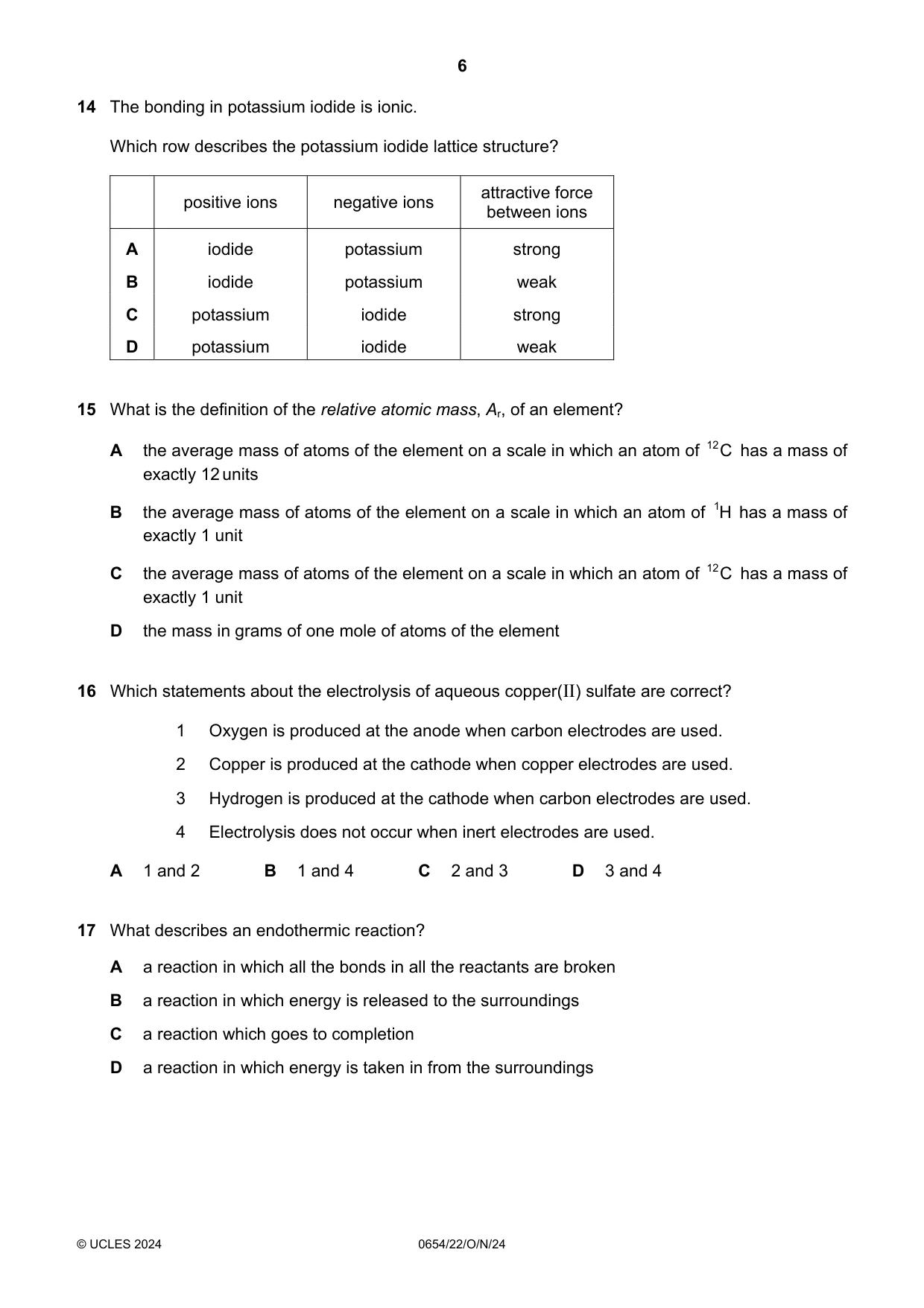 Cambridge IGCSE Sciences - Co-ordinated (Double) 0654 2024 Oct/Nov Paper 2 · Variant 2 question paper, page 6 of 16