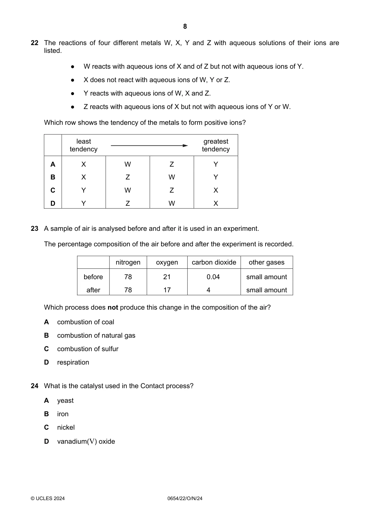 Cambridge IGCSE Sciences - Co-ordinated (Double) 0654 2024 Oct/Nov Paper 2 · Variant 2 question paper, page 8 of 16