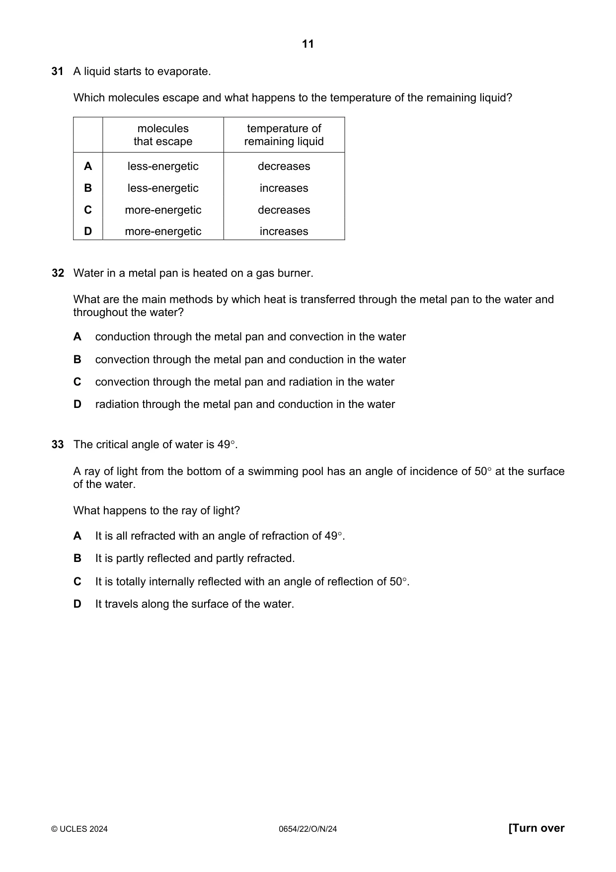 Cambridge IGCSE Sciences - Co-ordinated (Double) 0654 2024 Oct/Nov Paper 2 · Variant 2 question paper, page 11 of 16