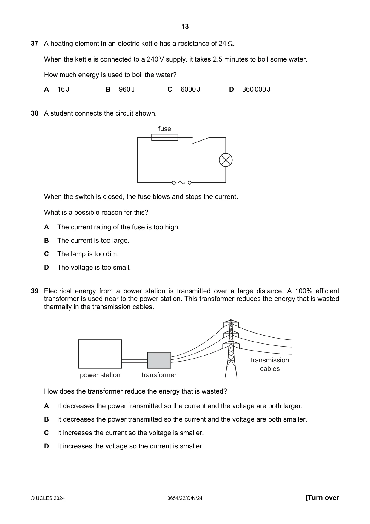 Cambridge IGCSE Sciences - Co-ordinated (Double) 0654 2024 Oct/Nov Paper 2 · Variant 2 question paper, page 13 of 16
