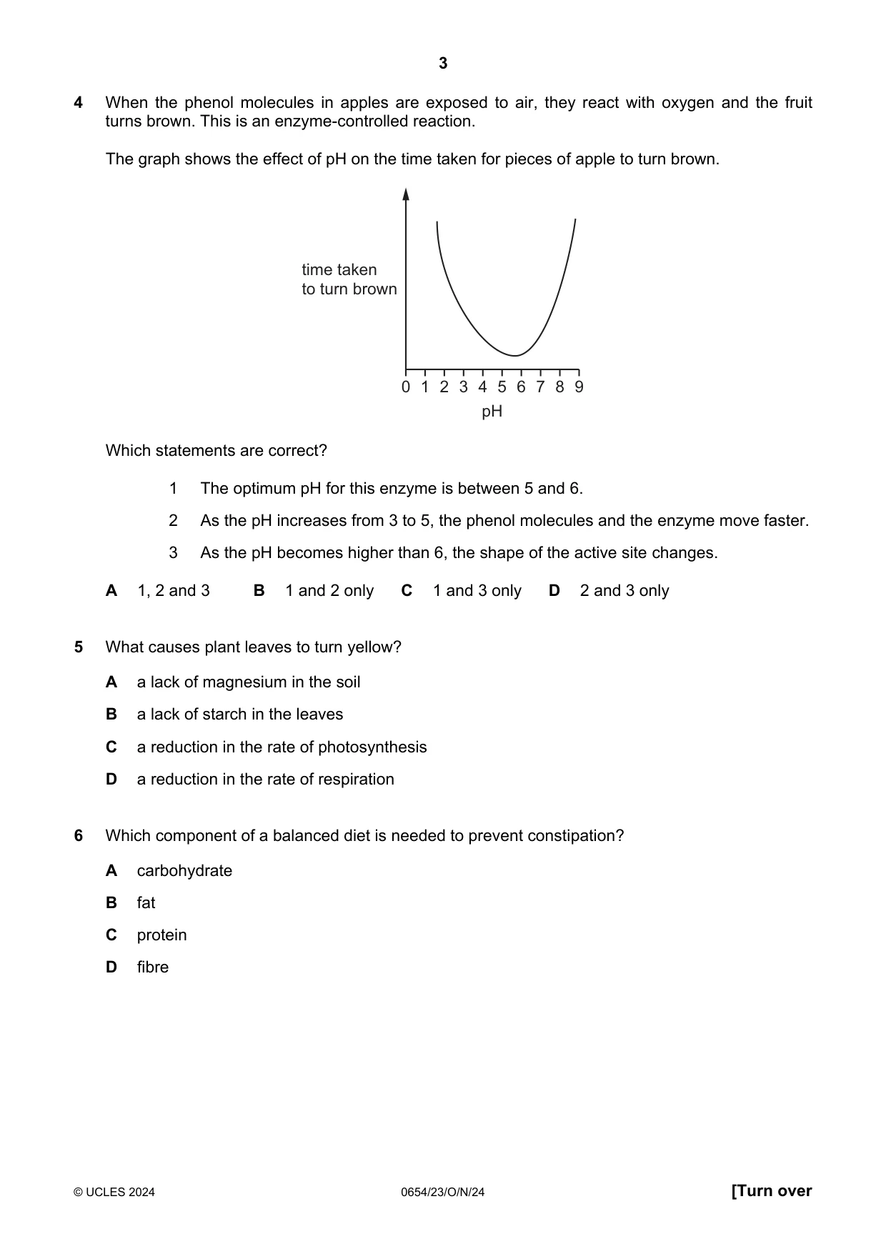 Cambridge IGCSE Sciences - Co-ordinated (Double) 0654 2024 Oct/Nov Paper 2 · Variant 3 question paper, page 3 of 20