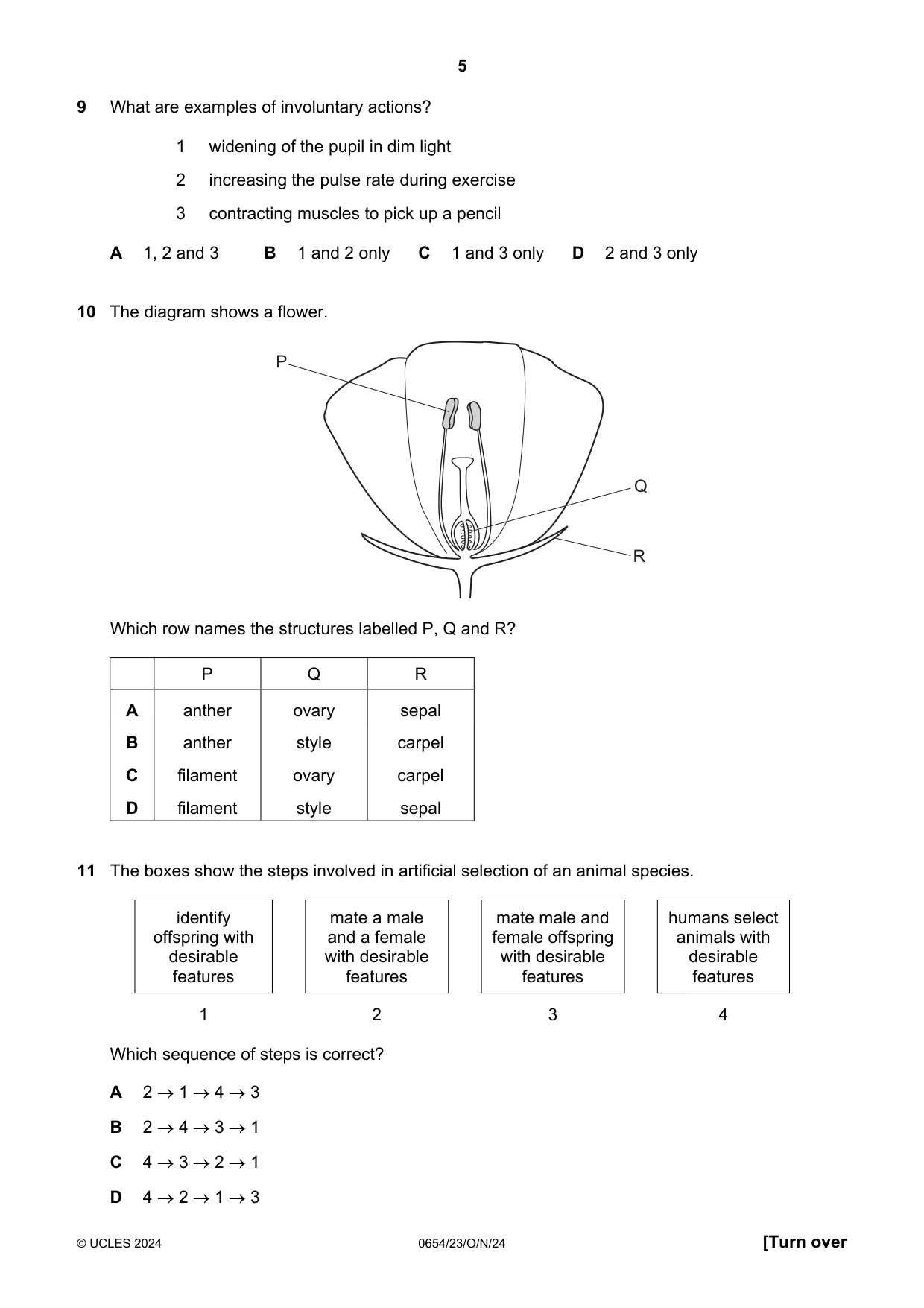 Cambridge IGCSE Sciences - Co-ordinated (Double) 0654 2024 Oct/Nov Paper 2 · Variant 3 question paper, page 5 of 20