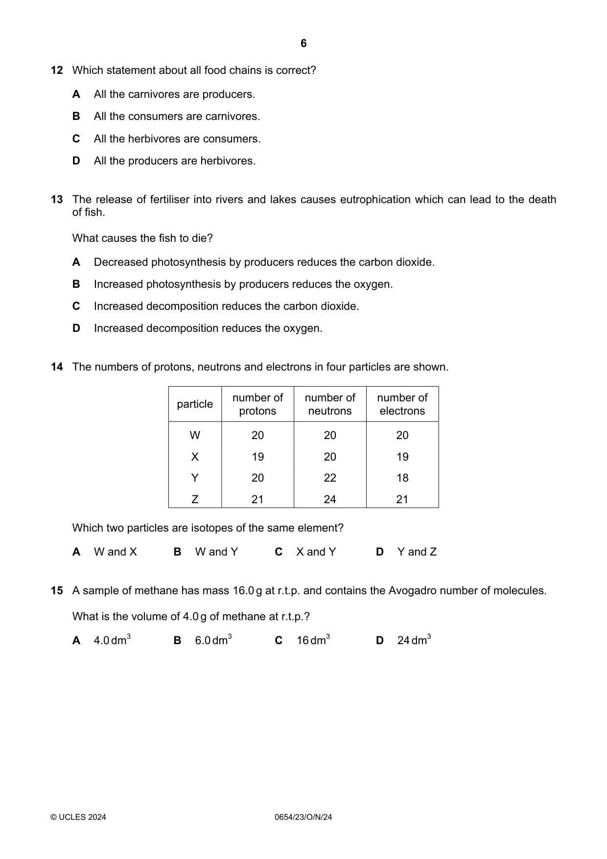 Cambridge IGCSE Sciences - Co-ordinated (Double) 0654 2024 Oct/Nov Paper 2 · Variant 3 question paper, page 6 of 20