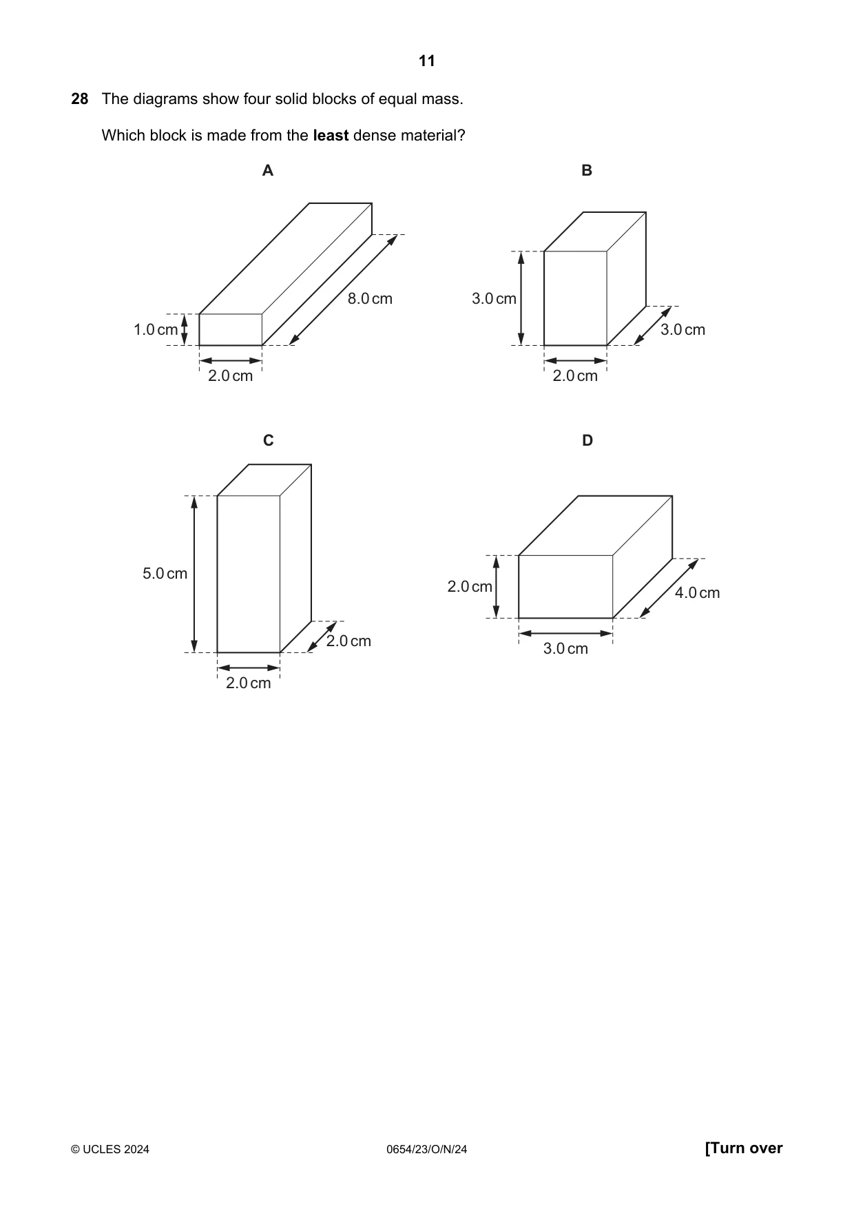 Cambridge IGCSE Sciences - Co-ordinated (Double) 0654 2024 Oct/Nov Paper 2 · Variant 3 question paper, page 11 of 20