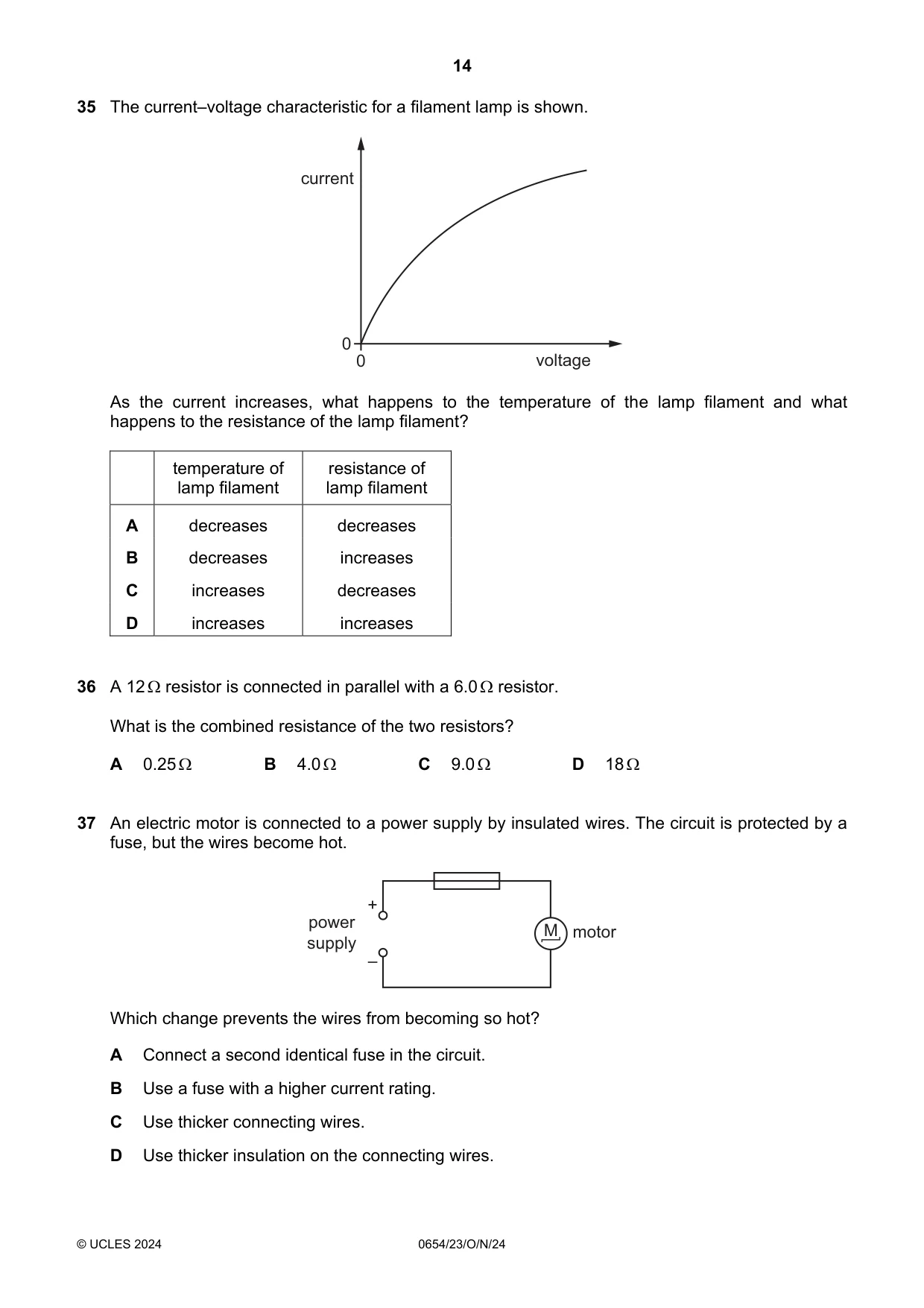 Cambridge IGCSE Sciences - Co-ordinated (Double) 0654 2024 Oct/Nov Paper 2 · Variant 3 question paper, page 14 of 20